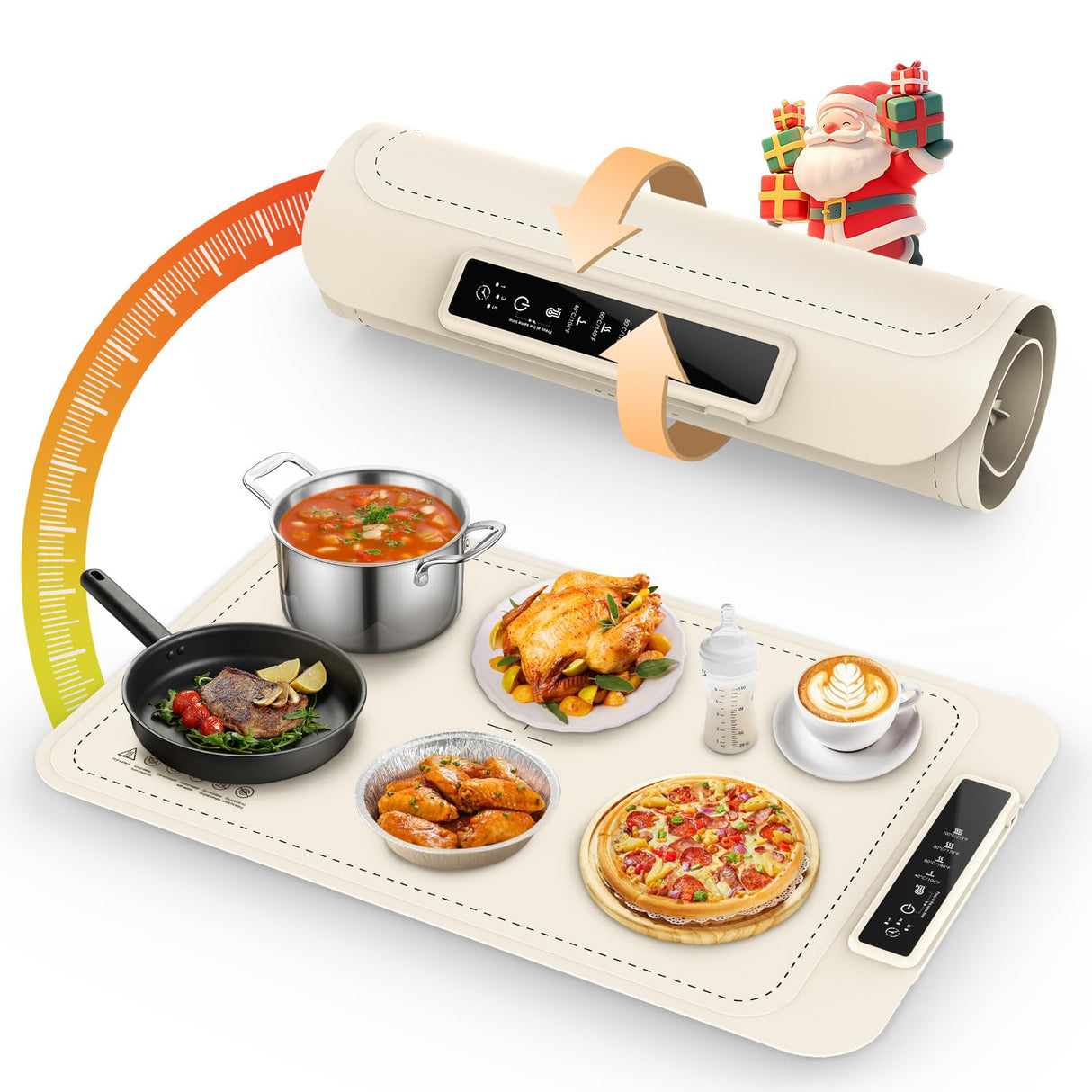 Warming Mat for Food - Electric Silicone Food Warming Tray for Buffet, Rollable Food Warmer Mat for Countertop, Fast Heating Mat with Timer and 4 Heat Levels, Portable Heating Pad for Parties Family