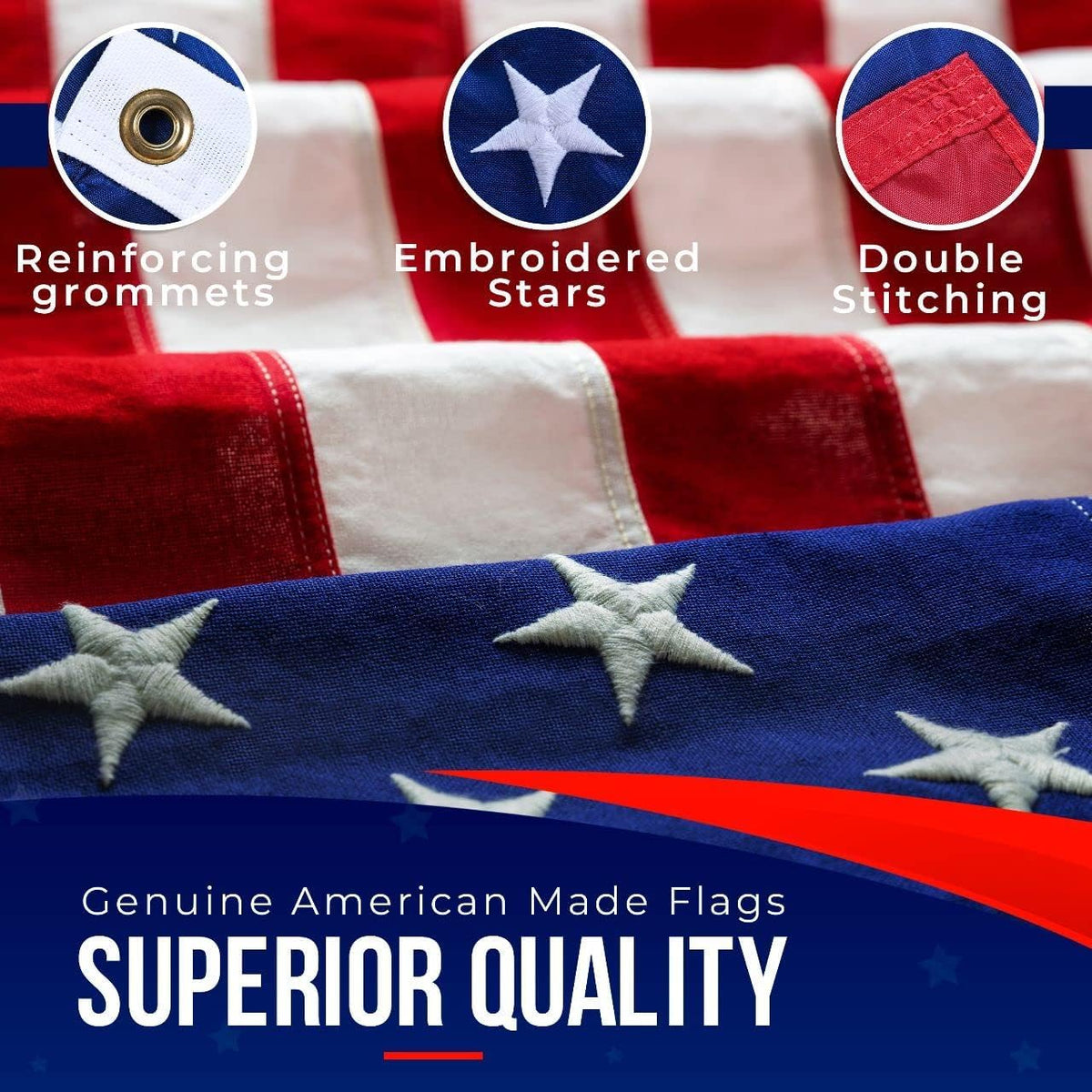 American Flag Made in USA | American Flags for Outside 3X5 | Premium US Flag 3X5 Heavy Duty Outdoor with Embroidered Stars and Sewn Stripes.FMAA Certified