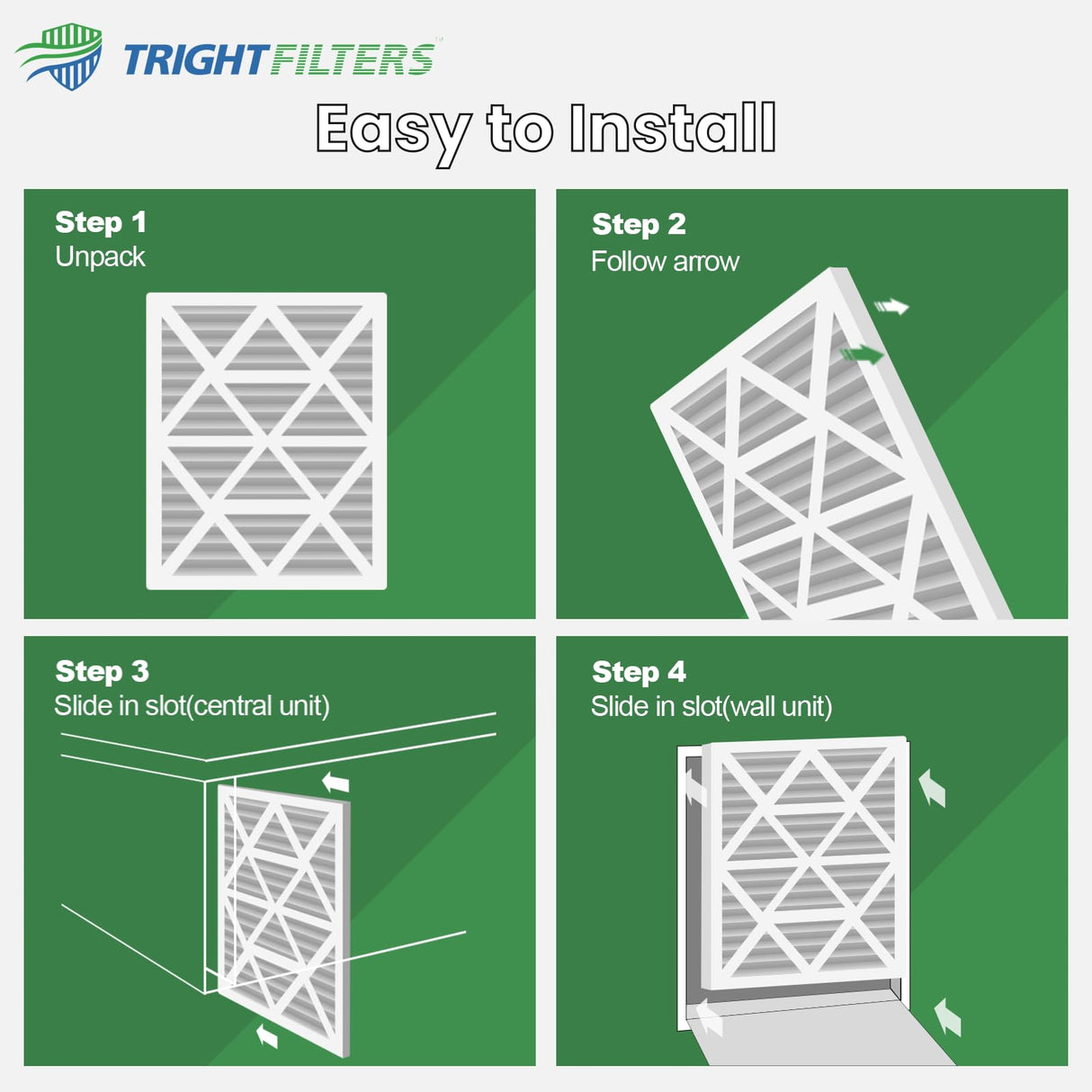 TRIGHTFILTERS 12x12x1 Air Filter 6 Pack, Durable MERV 8 Pleated Home HVAC AC Furnace Filters, Lightweight Compact Air Conditioner Filter Replacement