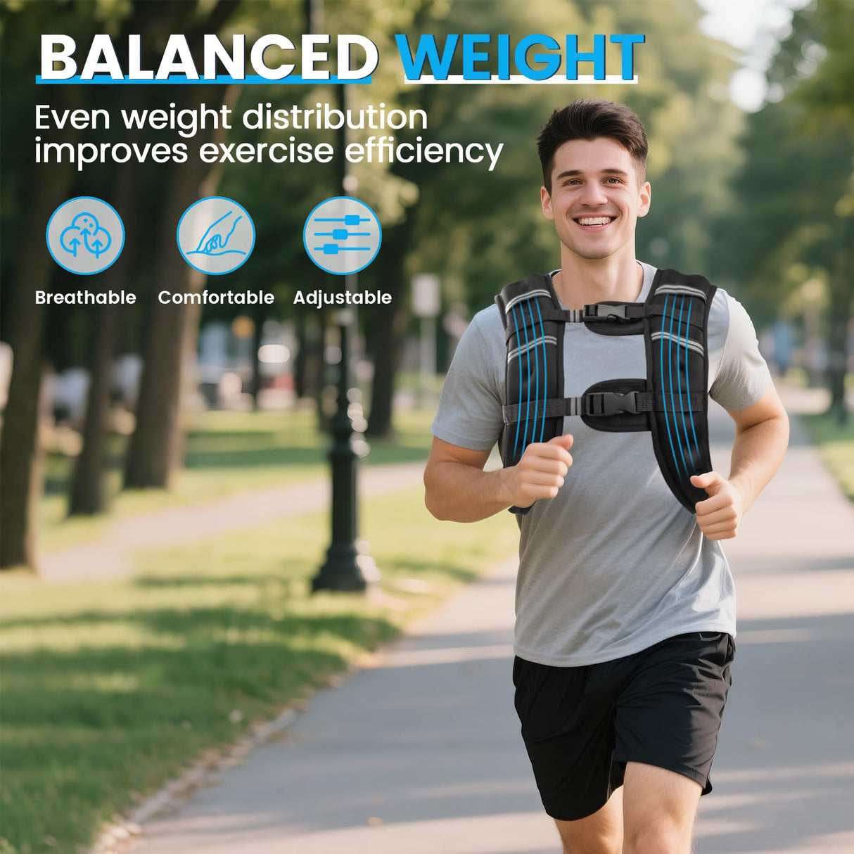 Ragebby Weighted Vest, 20lb for Men, Women with Reflective Stripe, Weight Vests Adjustable for Workout, Strength Training, Running, Fitness, Muscle Building, Weight Loss