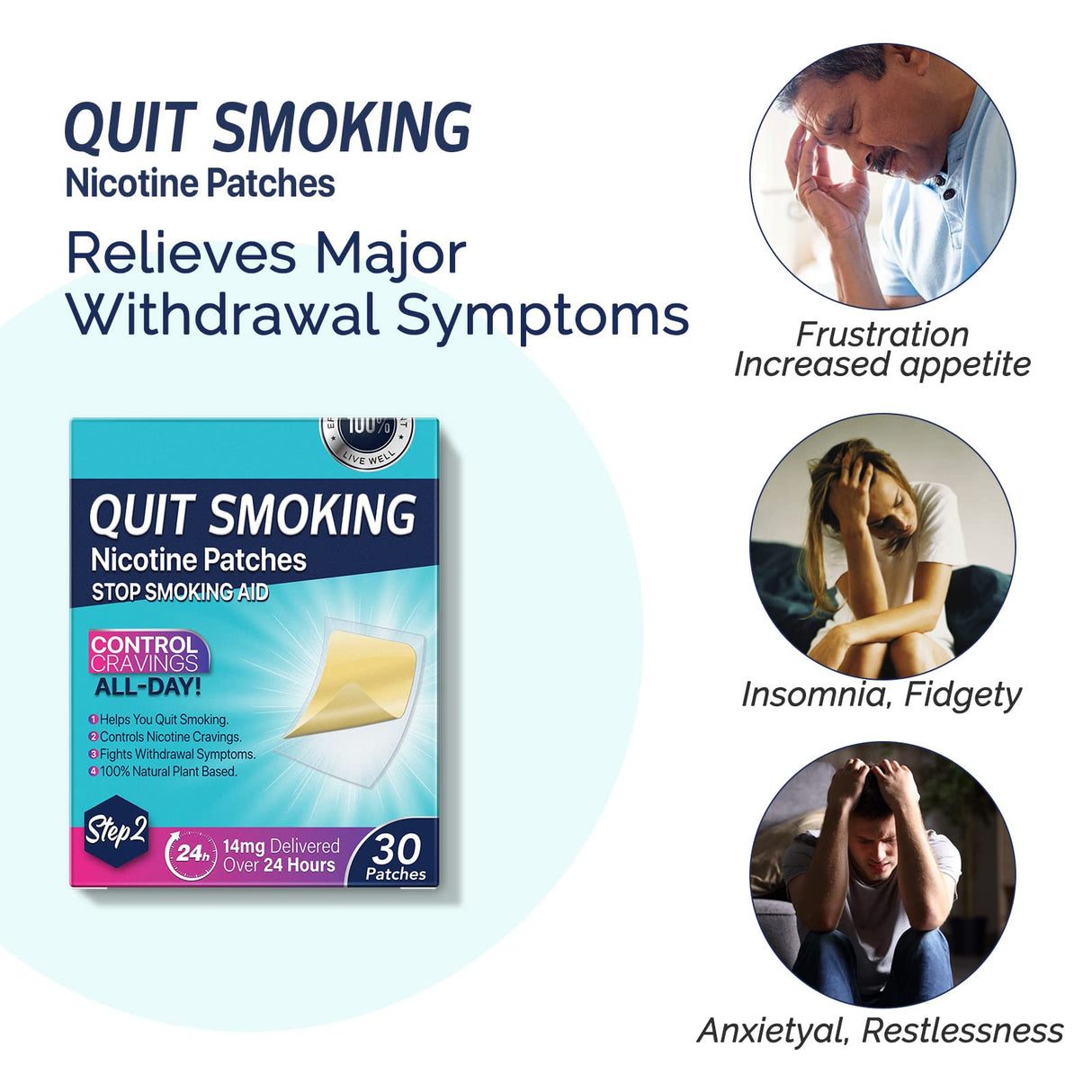 Step 2,30 Patches,14mg Delivered Over 24 Hours,Stop Aid,Helping Quit Patch,Stop Patches