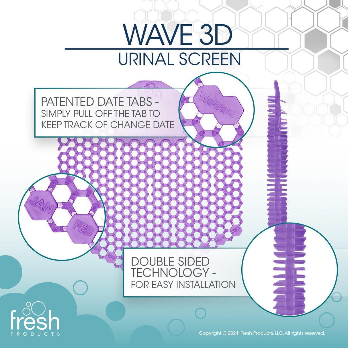 Fresh Products Wave 3D Urinal Screen Virtually Eliminates Urine Splash 30 Day Use Easy Installation Beneficial Bacteria Consistent Fragrance Made in the USA 10pk Urinal Screens Fabulous
