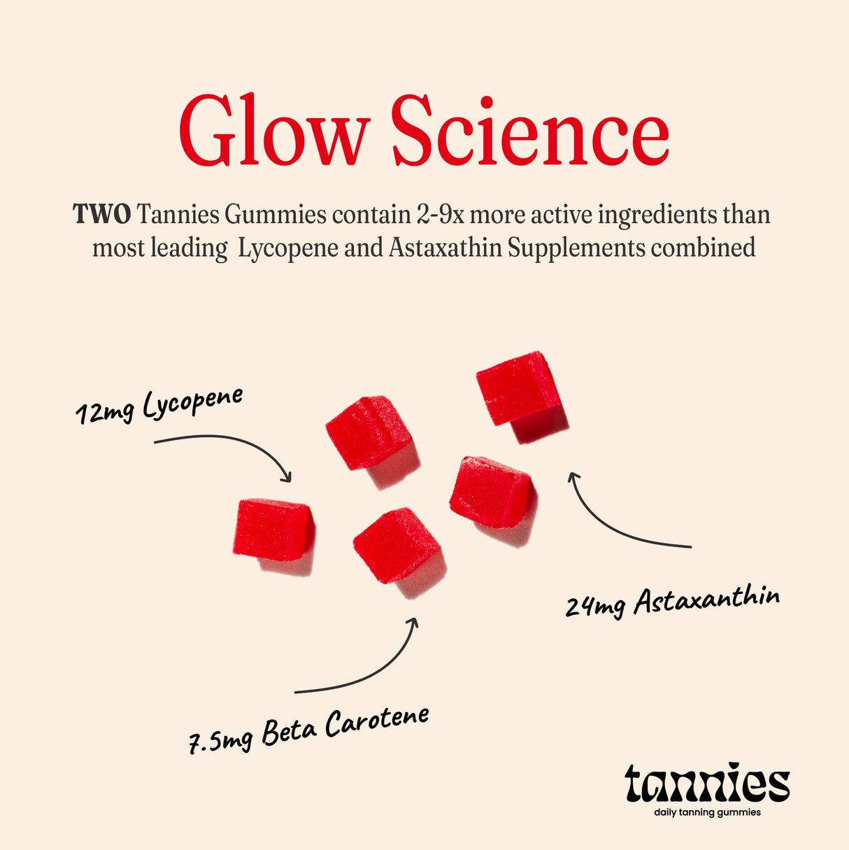 Tannies Tanning Gummies | Natural Tanning Supplement with Astaxanthin, Lycopene & Beta Carotene | Vegan, Non-GMO | Boost Melanin for Radiant Skin | 30-Day Supply for Skin Health & Glow