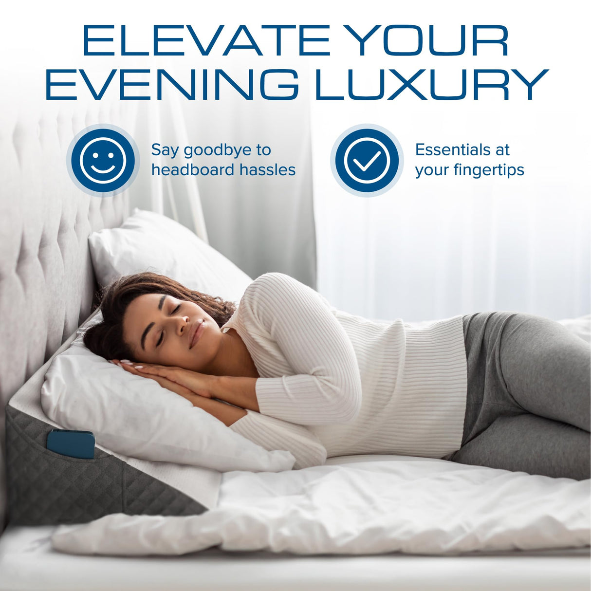 Kölbs Wedge Pillow Headboard, Flippable 2 Sided, Instantly Change Your Decor, Mattress Gap Filler Full Size