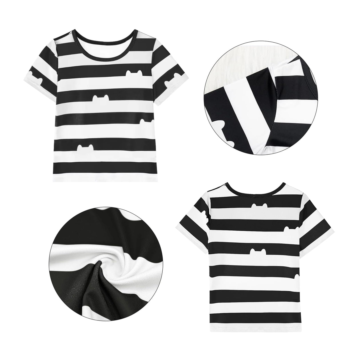 DAISYDUDS Girls Toy House Costume Rainbow Tutu Dress With Striped Top, Accessories Set Halloween Christmas Outfits(140cm/7-8T) Black and White