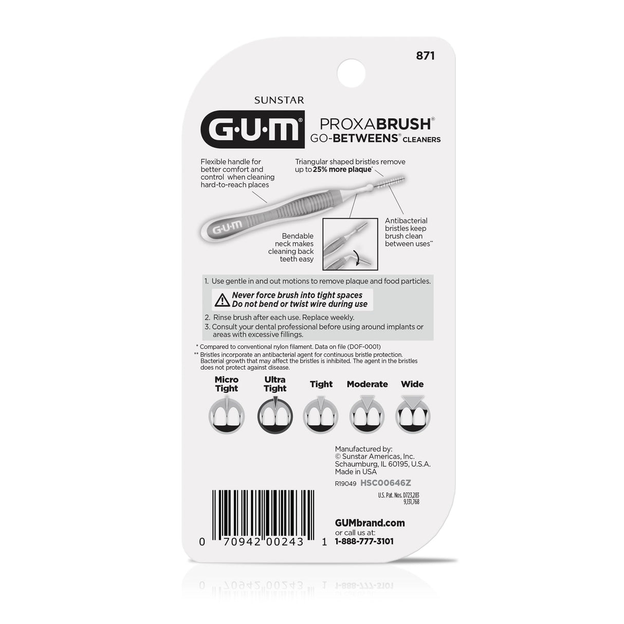 GUM Proxabrush Go-Betweens - Ultra Tight- Interdental Brushes - Soft Bristled Dental Picks for Plaque Removal Health - Safe for Braces & Dental Devices, 10 Count (Pack of 4)