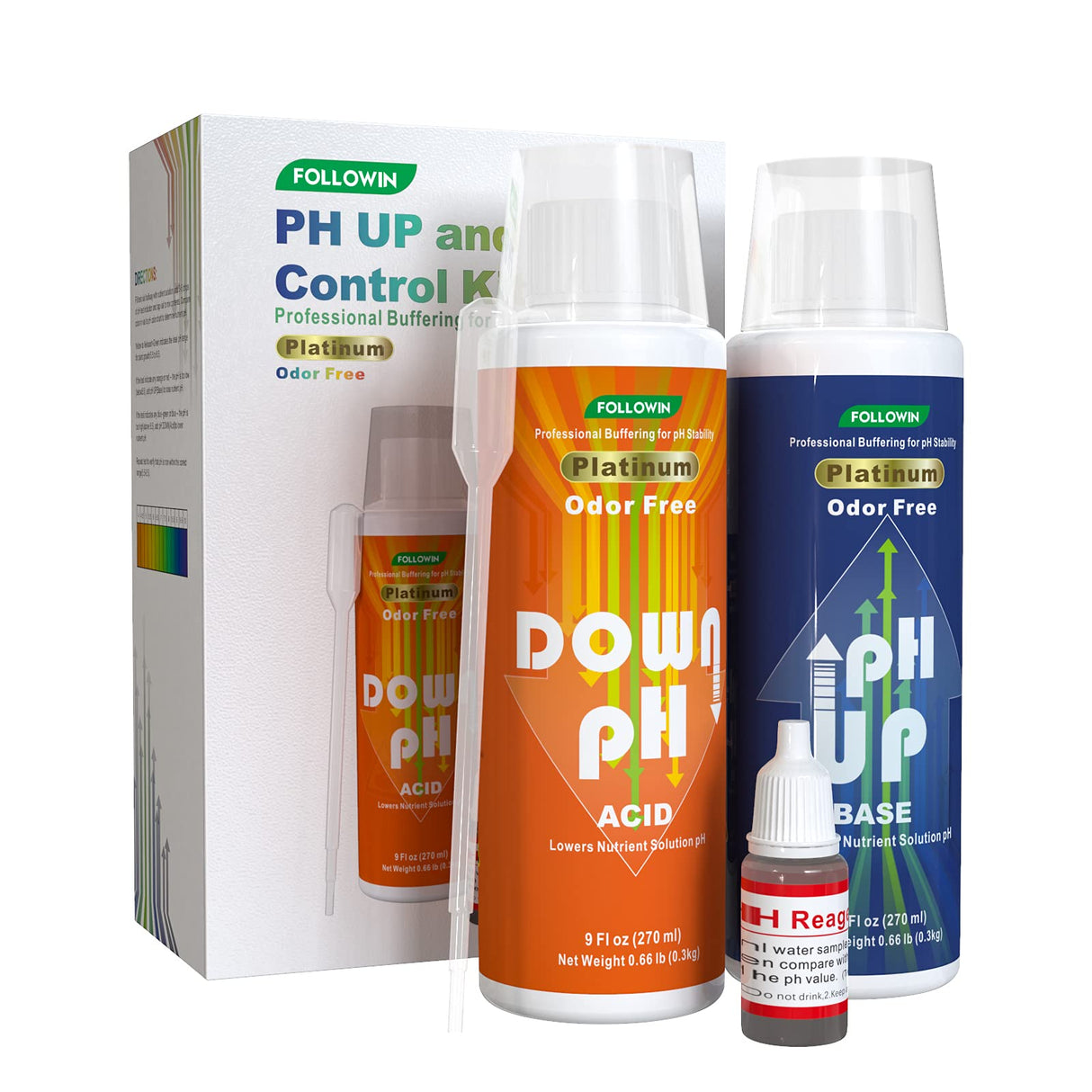 FOLLOWIN pH Up and Down Control Kit for Hydroponics and Soil Gardens