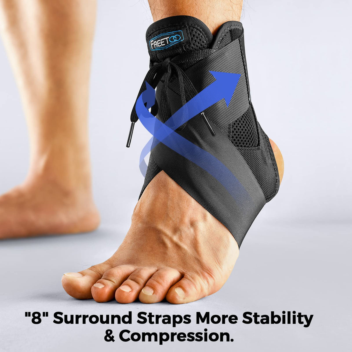 FREETOO Ankle Brace Maximum Metal Support for Men & Women, Compression Foot Support for Sprained Ankle, Plantar Fasciitis,Injury Recovery, Lace up Ankle Support for Running Volleyball Left/Right