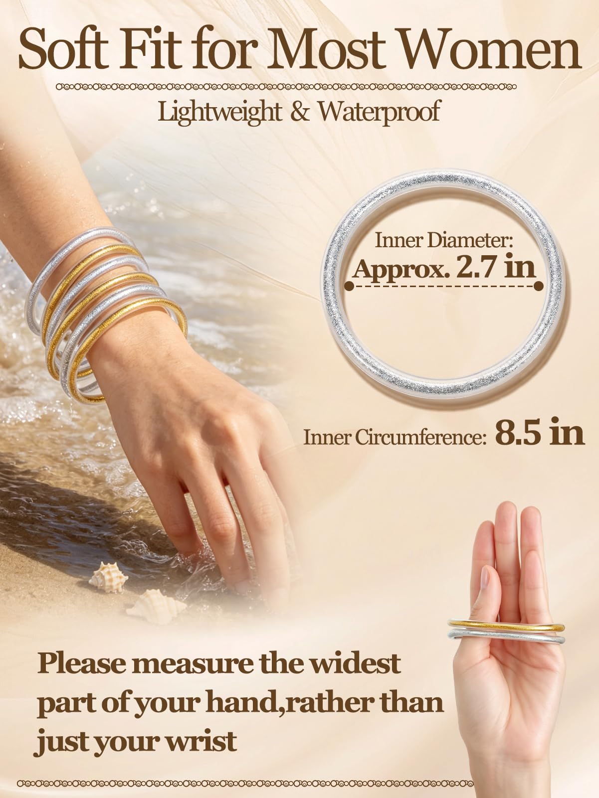 Alphatool Glitter Jelly Gold Bangles Bracelets for Women - Gold & Silver Soft Silicone Sparkling Fashion Jewelry for Ladies Girls Summer Holidays Beach Pool Parties