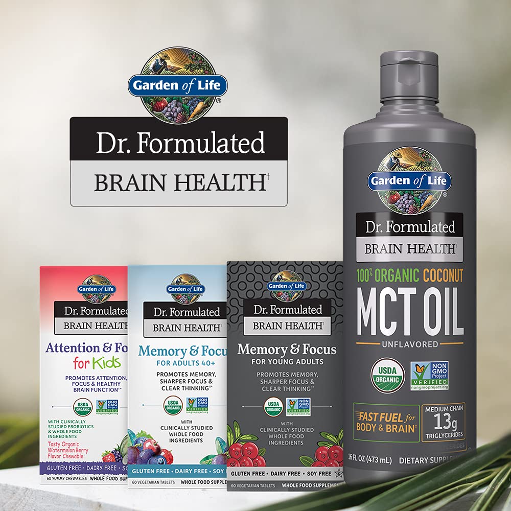 Garden of Life Dr. Formulated Organic Brain Health Memory & Focus for Adults 40+ 60 Tablets