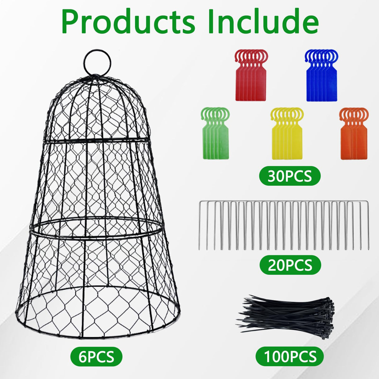 XMxoTxo 6 Packs 11.4" D x 17.7" H Garden Cloches for Plants,Upgraded Triple Combination,Rustproof Chicken Wire Cloches Flip-Top Design,Plant Protectors from Animals,Ideal for Outdoor Plant Protection