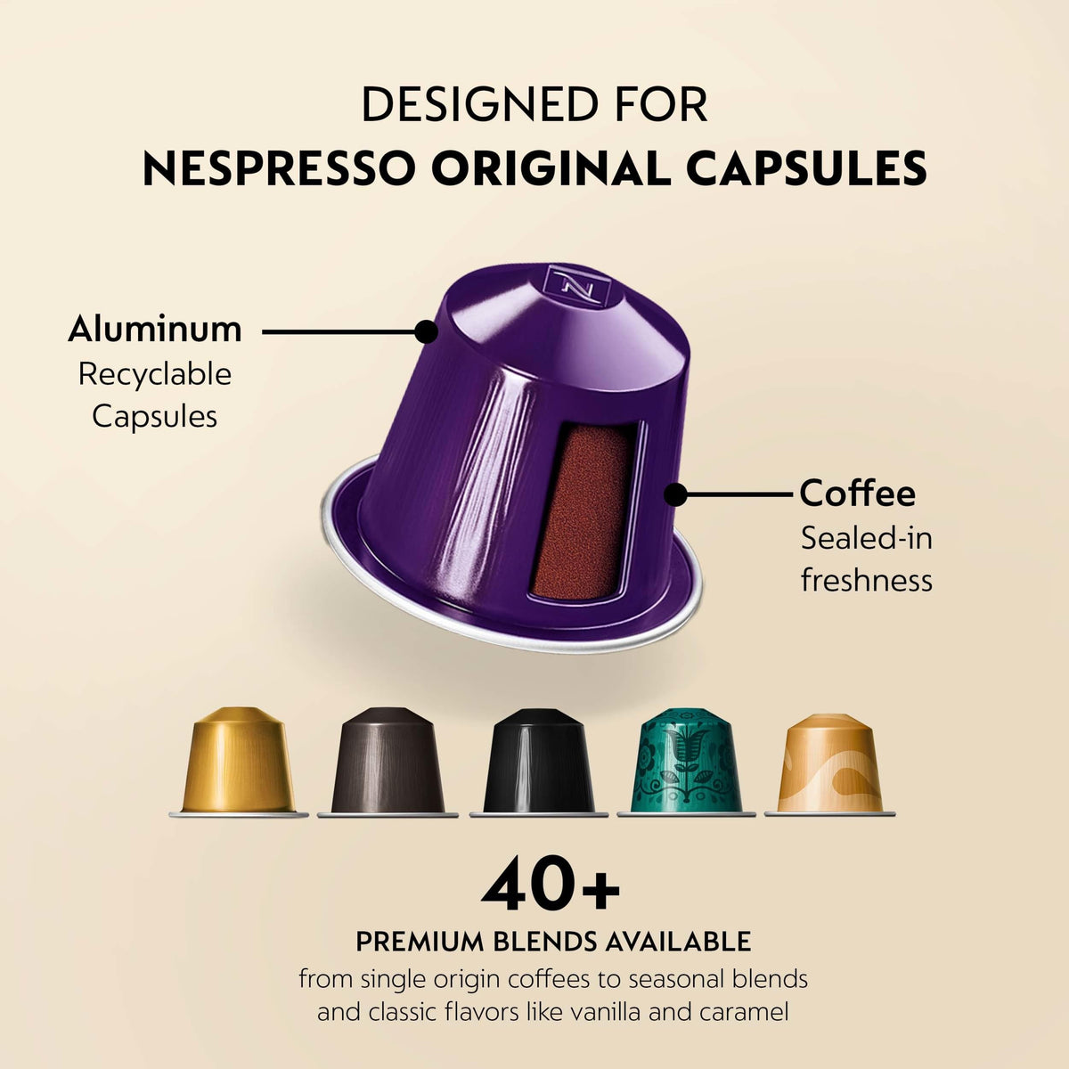Nespresso Original, Morning Lungo Variety Pack, Mixed Roast, 50-Count Pods