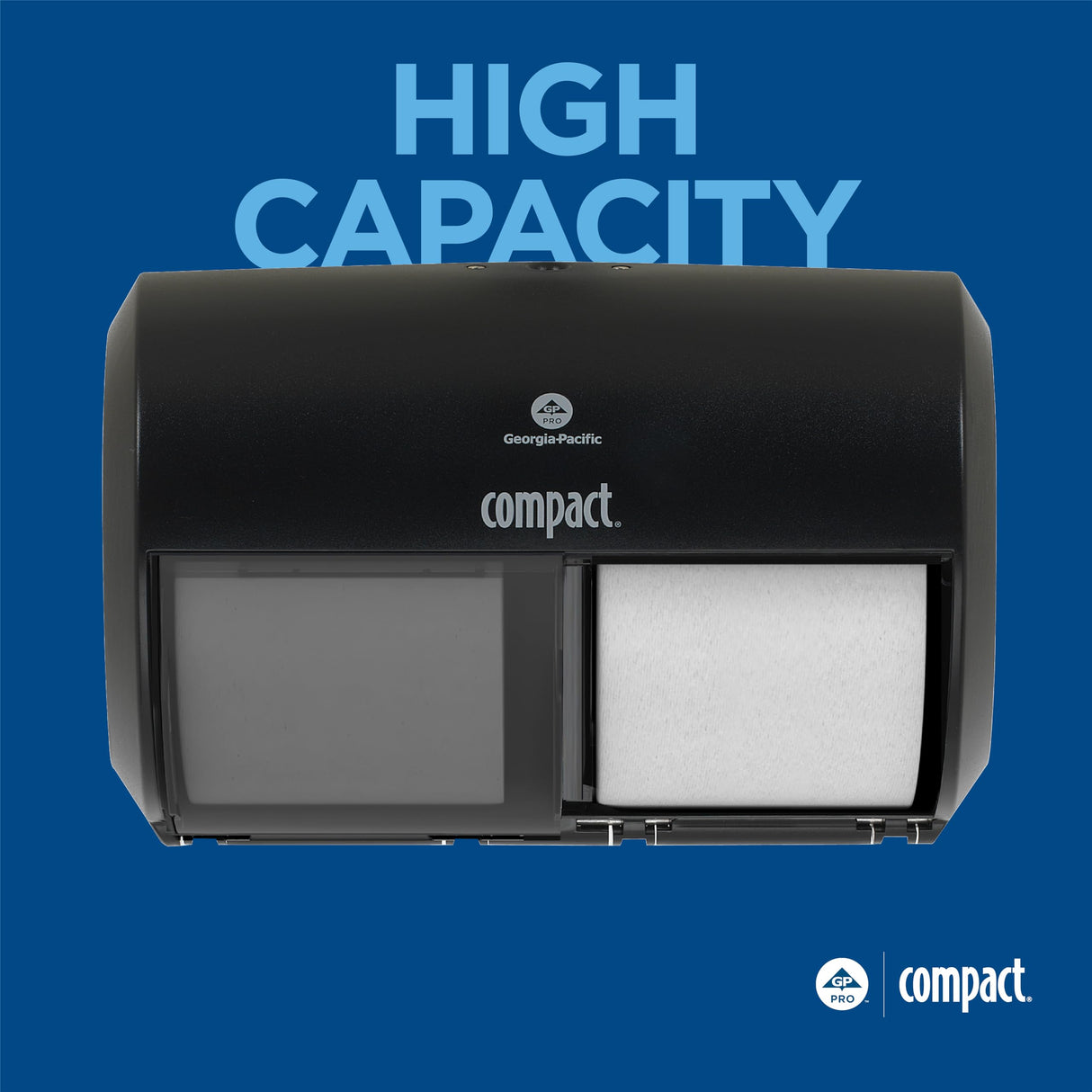 Georgia-Pacific Compact 2-Roll Side-by-Side Coreless High-Capacity Toilet Paper Dispenser by GP PRO (Georgia-Pacific); Black; 56784A; 1 Dispenser