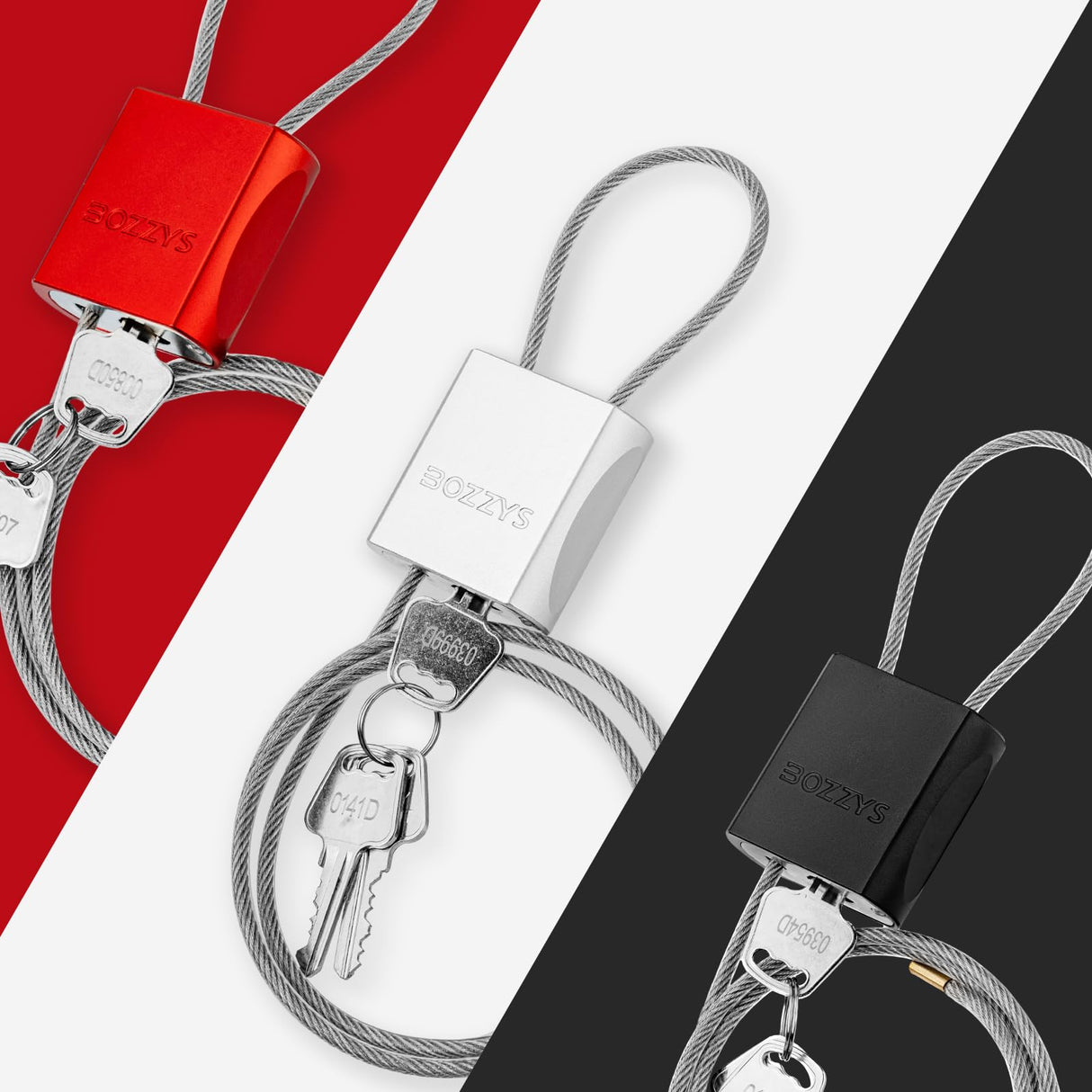BOZZYS Cable Lock with 3 Keys | L 3.28ft(1m),D 1/6in(4mm) Adjustable Steel Cable Padlock | Aluminum Locks for Bikes, Gate, Lockers & Outdoor Gear | Weatherproof & Black