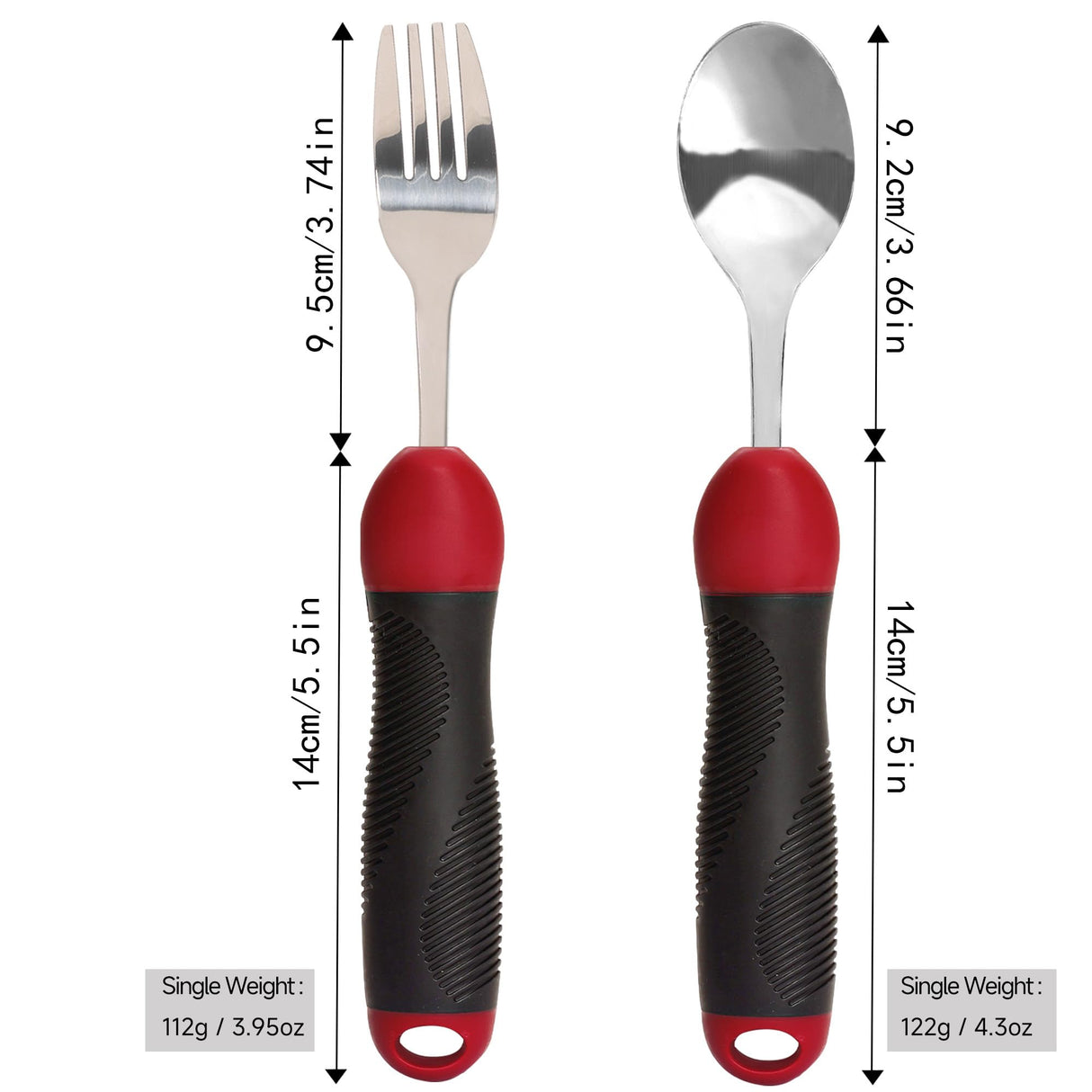 Adaptive Utensils, Weighted Special Supplies Spoon Fork Set, Weak Hand Grip & Handicapped & Parkinsons Aids for Living, Arthritis for Hand Tremors, Travel Eating Utensils for Disabled, Elderly, Adults