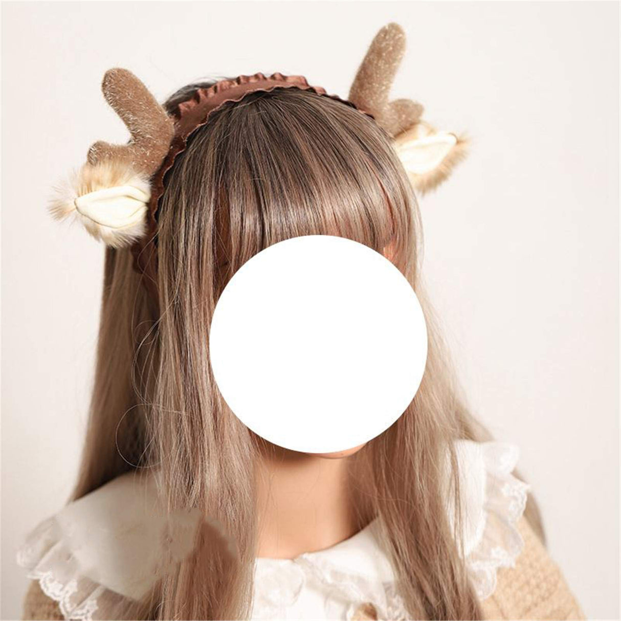 LittleLuluda Antlers Reindeer Headband Tail Set with Shawl for Christmas Halloween Cosplay Party