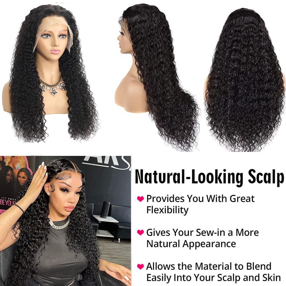 30 Inch Lace Front Wig Human Hair for Black Women 180% Density HD Transparent 13x4 Deep Wave Lace Front Wigs Human Hair Pre Plucked Wet and Wavy Brazilian Curly Glueless Lace Frontal Wigs (30Inch)