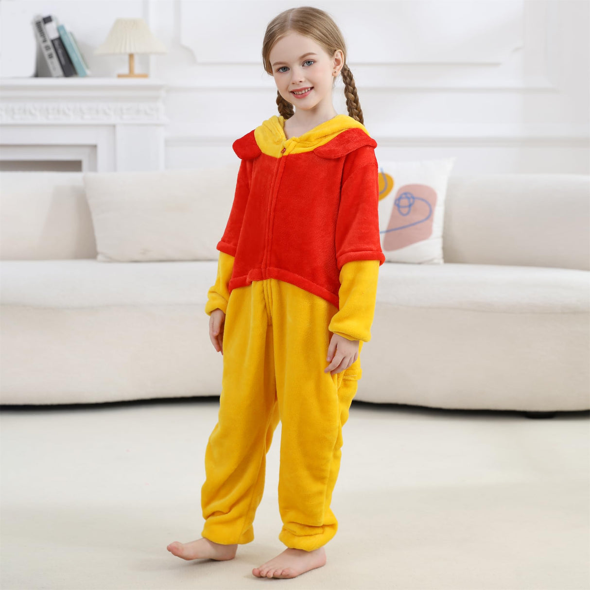 QSTYLE Unisex Children Bear Onesie, Halloween Costume Christmas Pajamas For Girls and Boys 10-11Y Yellow