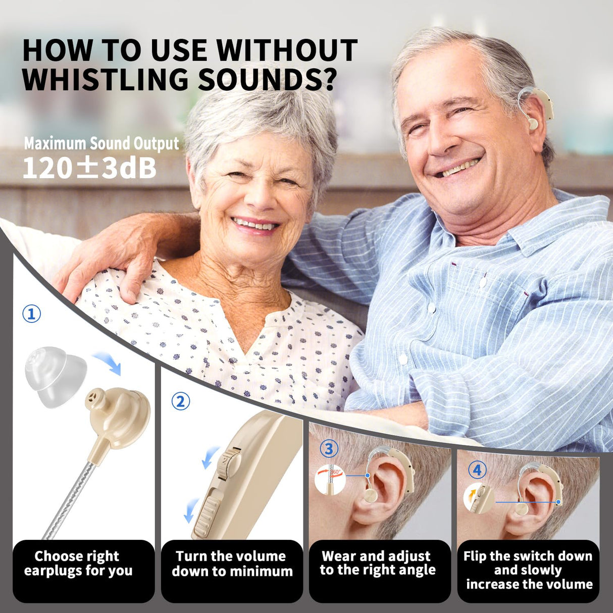Hearing Aids Hearing Amplifiers for Seniors Rechargeable with Noise Cancelling Hearing Aid Loss Amplifier Seniors and Adults Charging Case Volume Control