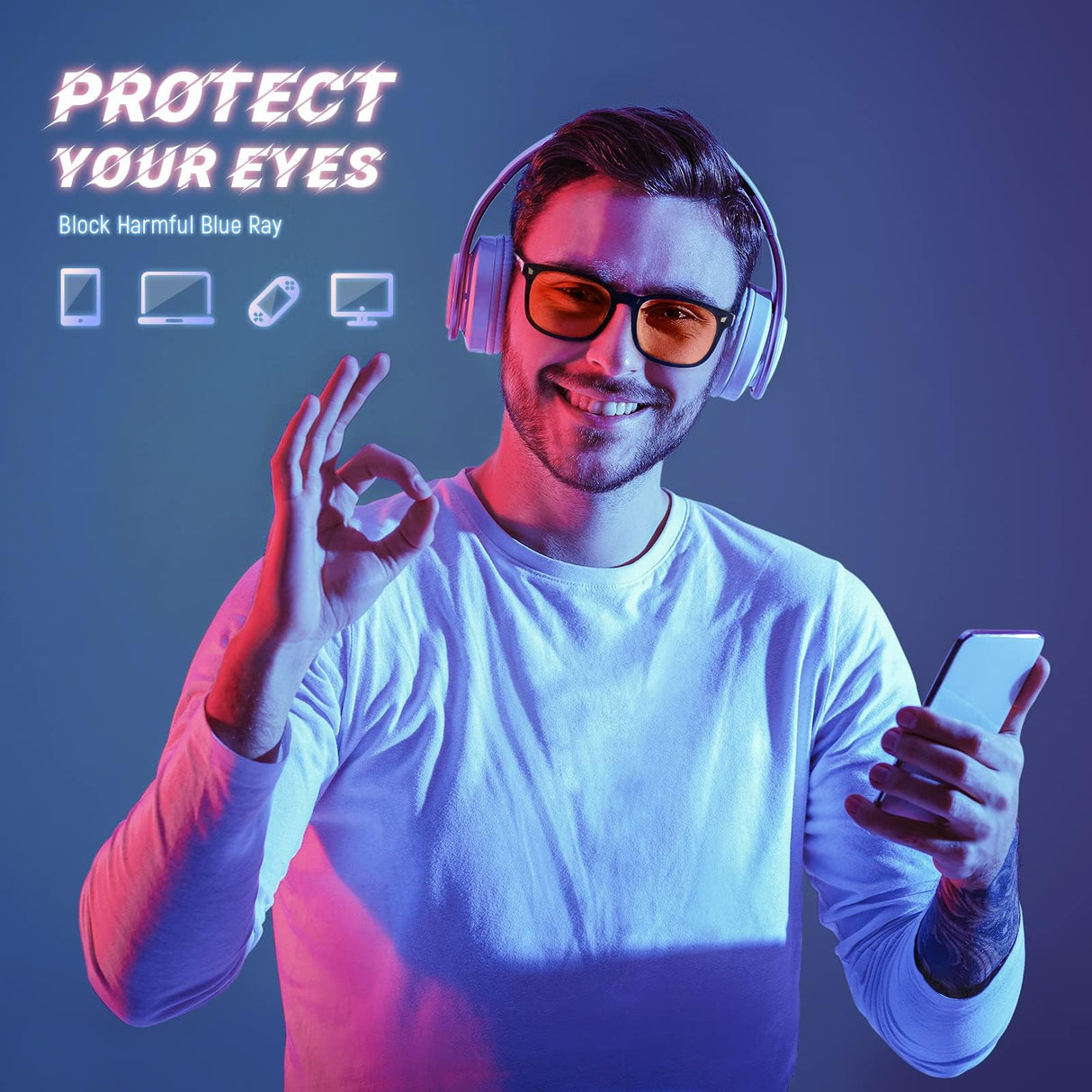 livho High Tech Blue Light Glasses - Advanced 99% Blue Light Blocking Computer Glasses - Anti Eyestrain & UV Glare Protection