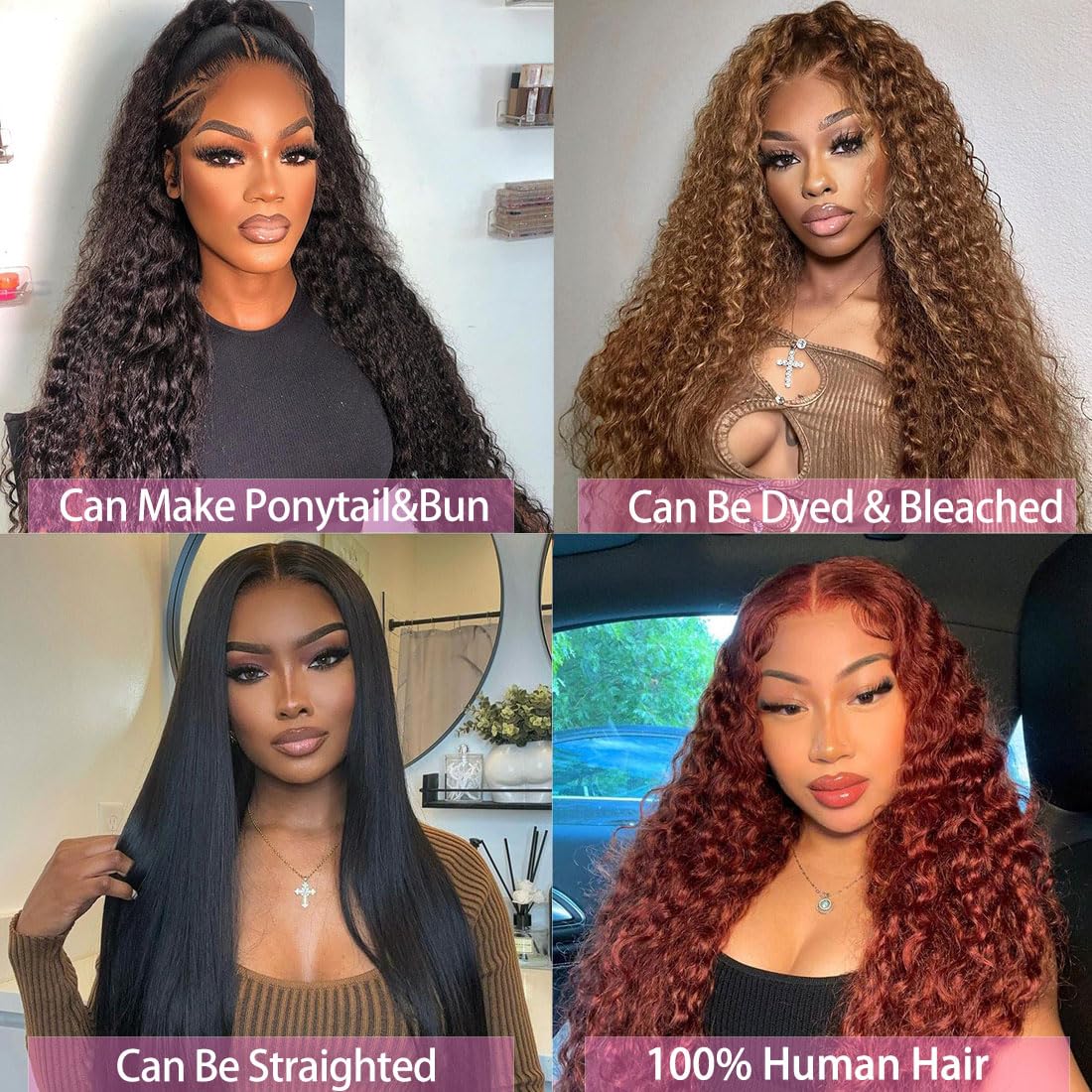 Fadaina 13x6 Deep Wave Lace Front Wigs Human Hair 180 Density, 30 Inch Curly Lace Frontal Wig Human Hair Pre Plucked with Baby Hair (30inch, 13x6 Curly Wig)