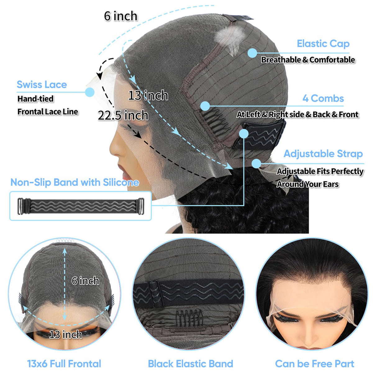 BJVT 30 Inch 13X6 Lace Front Wigs Human Hair 200 Density Deep Wave Lace Front Wigs Human Hair Pre Plucked Deep Curly Glueless Wigs Human Hair for Women