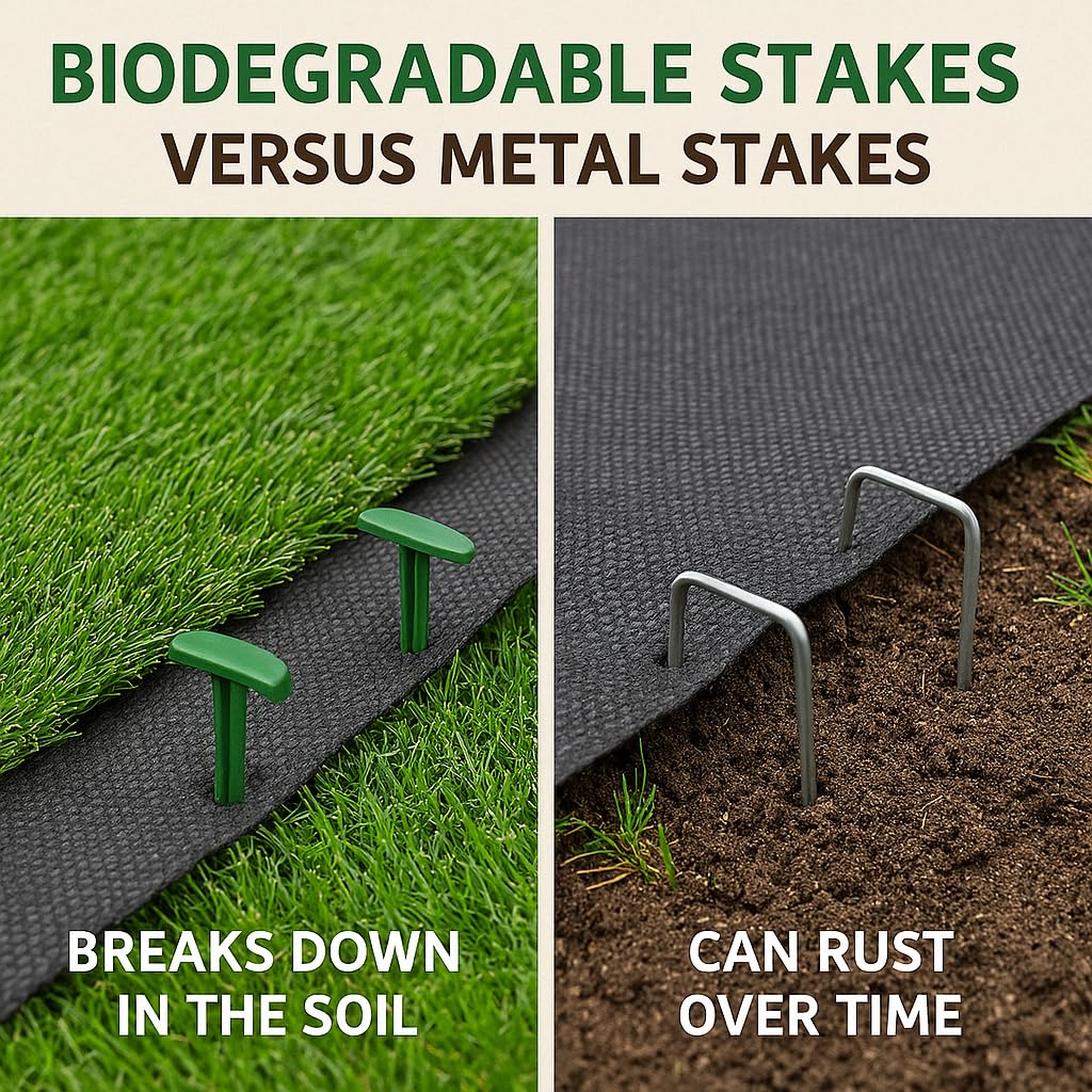 100 ct. Contractor Grade 4-Inch Biodegradable Stakes - Eco-Friendly Sod Staples for Weed Fabric, Landscape Staples & Landscape Fabric, Netting, Gardening and Blanket