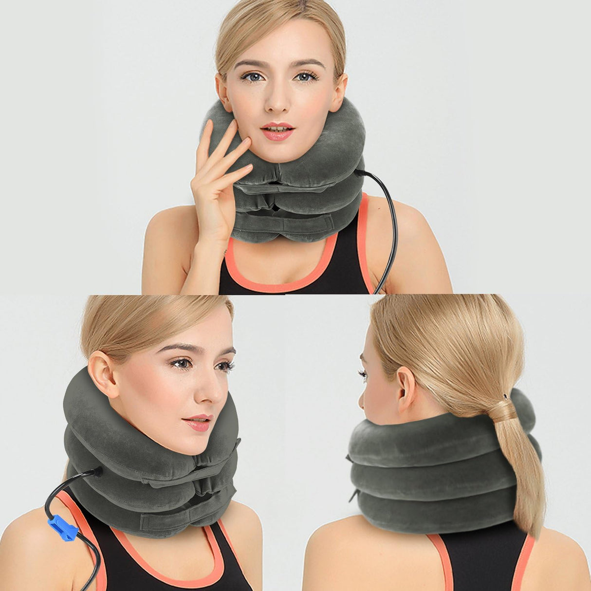 RUNZI Cervical Neck Traction Device Inflatable Neck Stretcher, Easy to Use for Chronic Neck and Shoulder Pain Relief Traction Spine Alignment, Neck Cervical Brace…