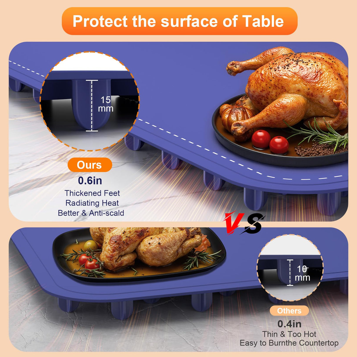Warming Mat for Food,Food Warming Trays with 4 Temperature Levels - 8-Second Fast Heating Electric Warmer for Buffet, Parties and Holiday Gifts