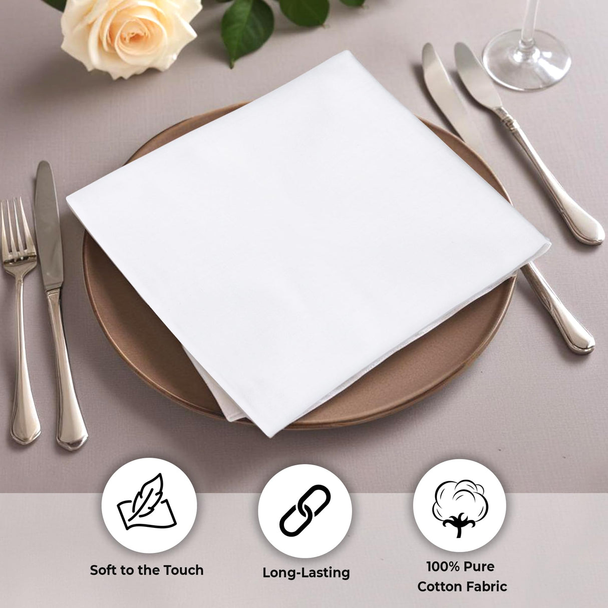 Urban Villa White Cloth Napkins Set of 12 100% Cotton Dinner Napkins Cloths Washable 18”x18” Absorbent Soft Durable Reusable-Ideal for Everyday Use Parties Wedding Thanks Giving Christmas Halloween
