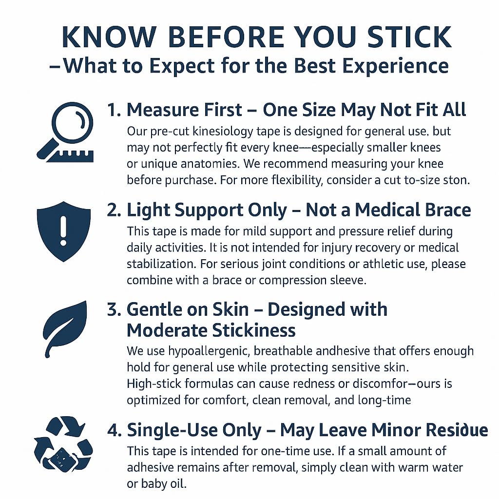 Kinesiology Tape for Knees, 10 Pcs Precut Kinesiology Tape for Knee Pain Relief & Support, Waterproof & Elastic Athletic Tape for Knee Stability, Breathable & Comfortable Knee Tape, Patent Pending