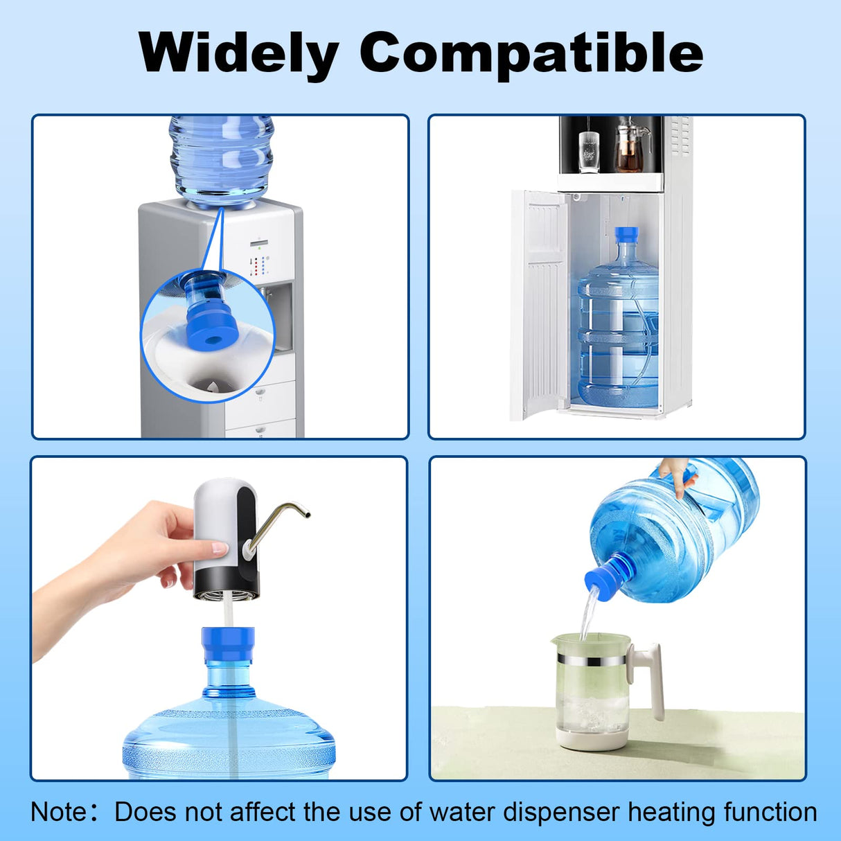 MYLOLF 3 & 5 Gallon Water Jug Cap, Reusable Food Grade Silicone Replacement Cap for 55mm Standard/Screw/Crown Tops Water Bottle and Water Dispensers, Non-Spill & Leak Free - 12PCS