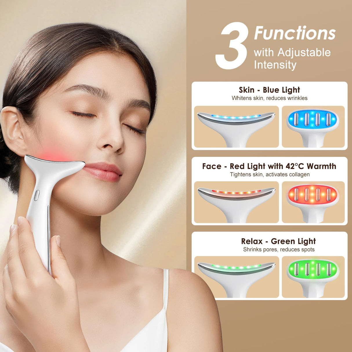 AZMAVO Multi-Functional Beauty Device - 4-in-1 Face, Neck, Eye & Body Massager | Red Light Therapy | Skin Lifting & Firming | Wrinkle & Dark Circle Reducer | Portable Face Sculpting Tool