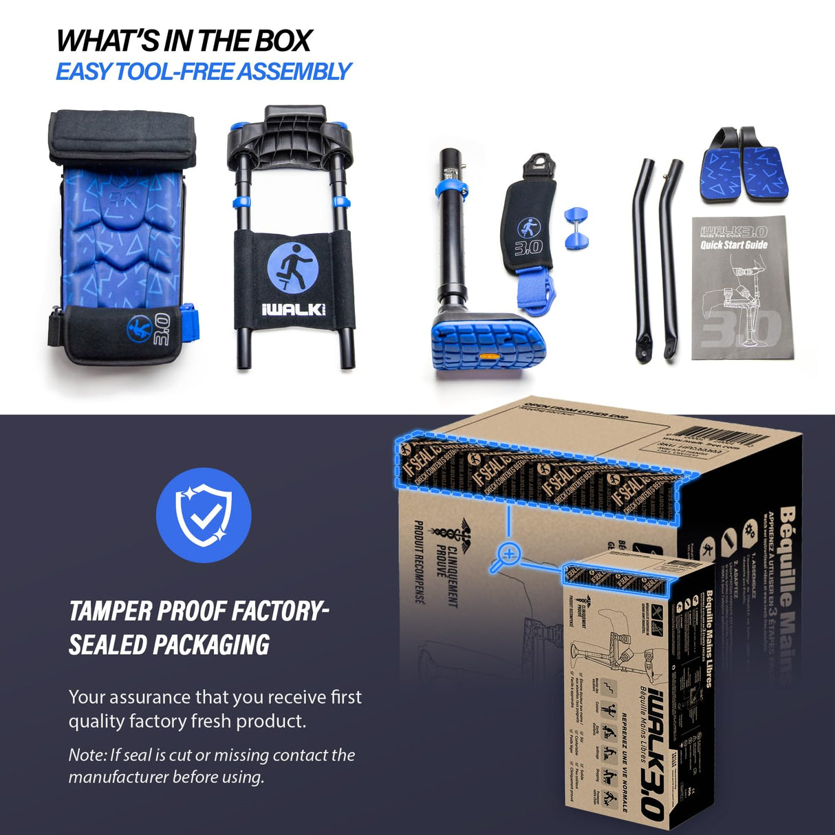 iWALK3.0 – The Original Hands Free Knee Crutch - Alternative to Crutches and Knee Scooters - iWALK Replaces Crutches for Adults - Peg Leg Crutch For Lower Leg Injuries Only