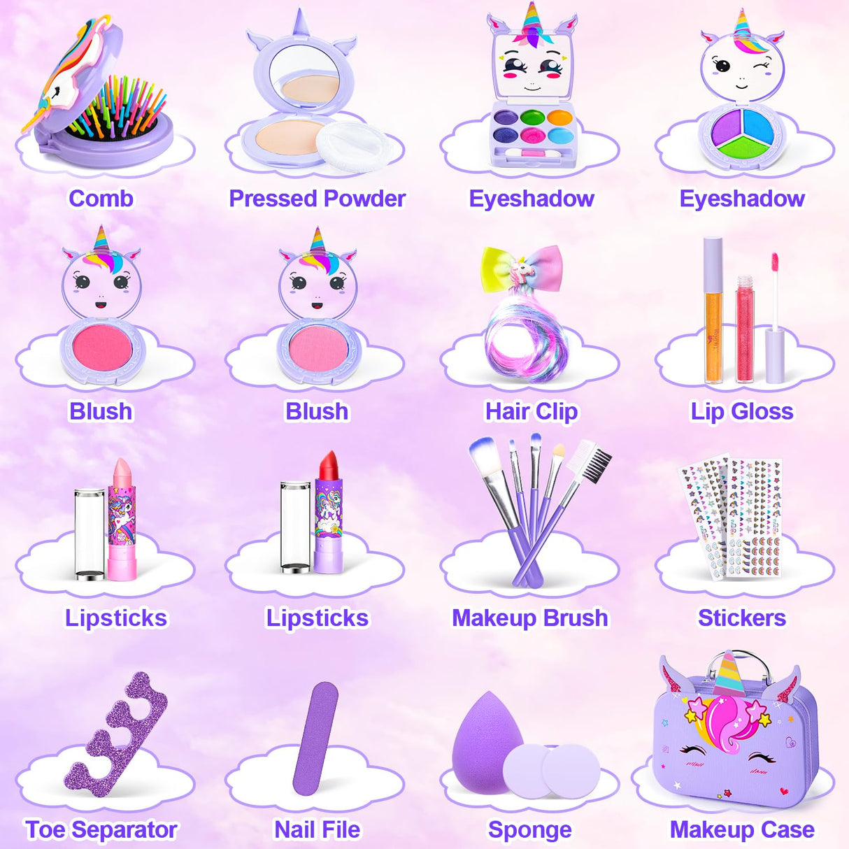 Kids Makeup Kit for Girl - Kids Washable Makeup Girls Toys with Cosmetic Case, Real Girl Makeup Sets for Toddler Kid Children Christmas Birthday Gifts Toys for 3 4 5 6 7 8-12 Year Old Girls