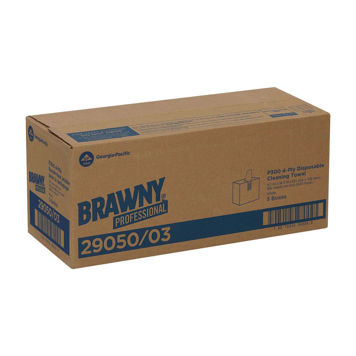 Brawny Professional P300 Disposable Cleaning Towel by GP PRO 29050/03 Medium Duty Tall Box White 5 Boxes @ 166 Count