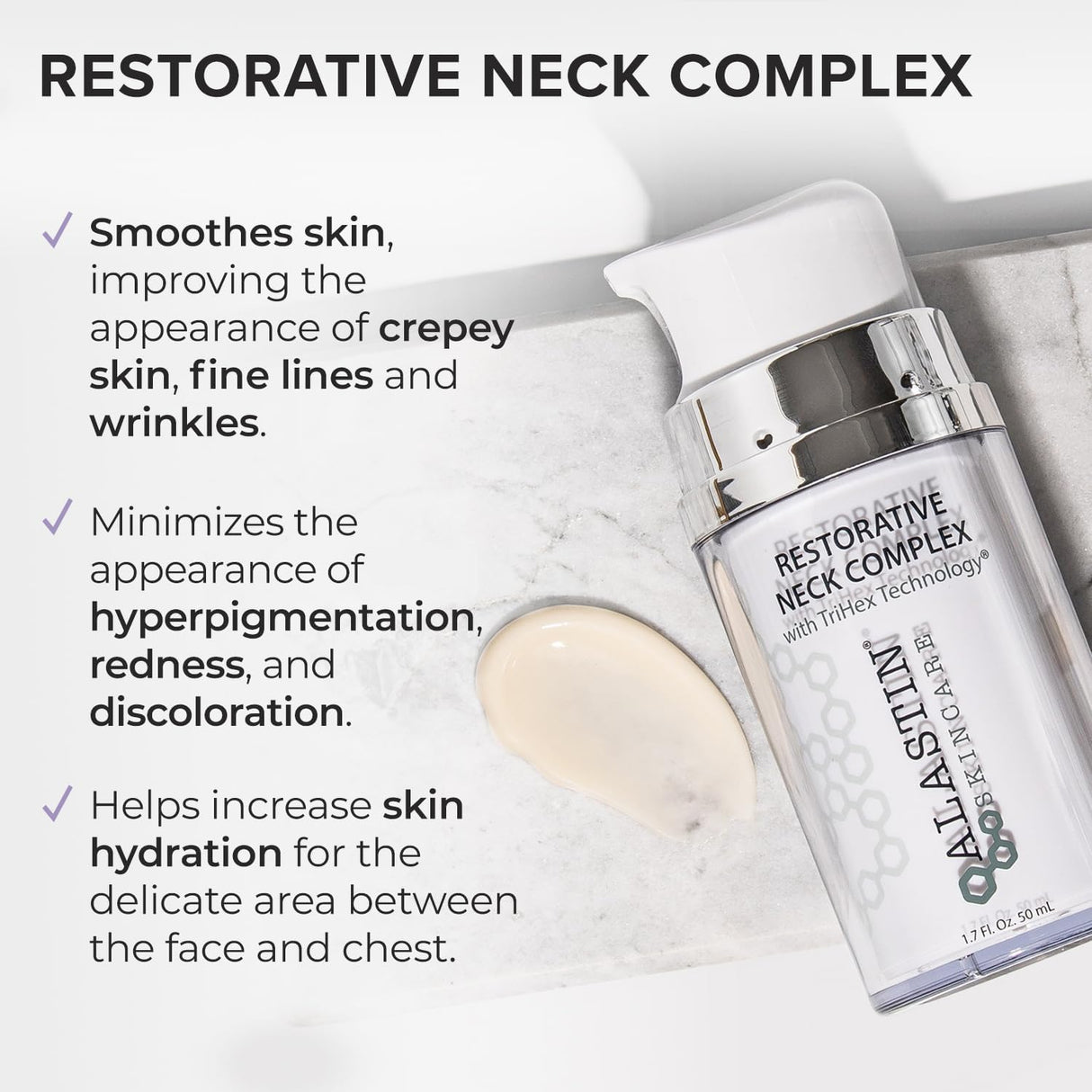 ALASTIN Skincare Restorative Neck Complex Hydrating Lotion (1.7 oz) | Provides a Lifting Effect for Sagging Skin | Anti-Aging Daily Moisturizer