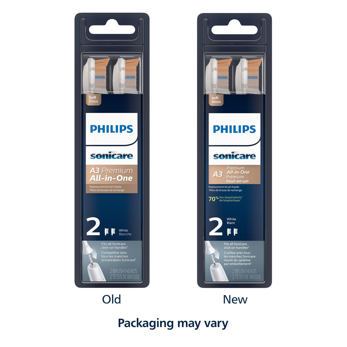 Philips Sonicare A3 Premium All-in-One, Genuine Replacement Toothbrush Heads, White, 2 Pack, HX9092/65
