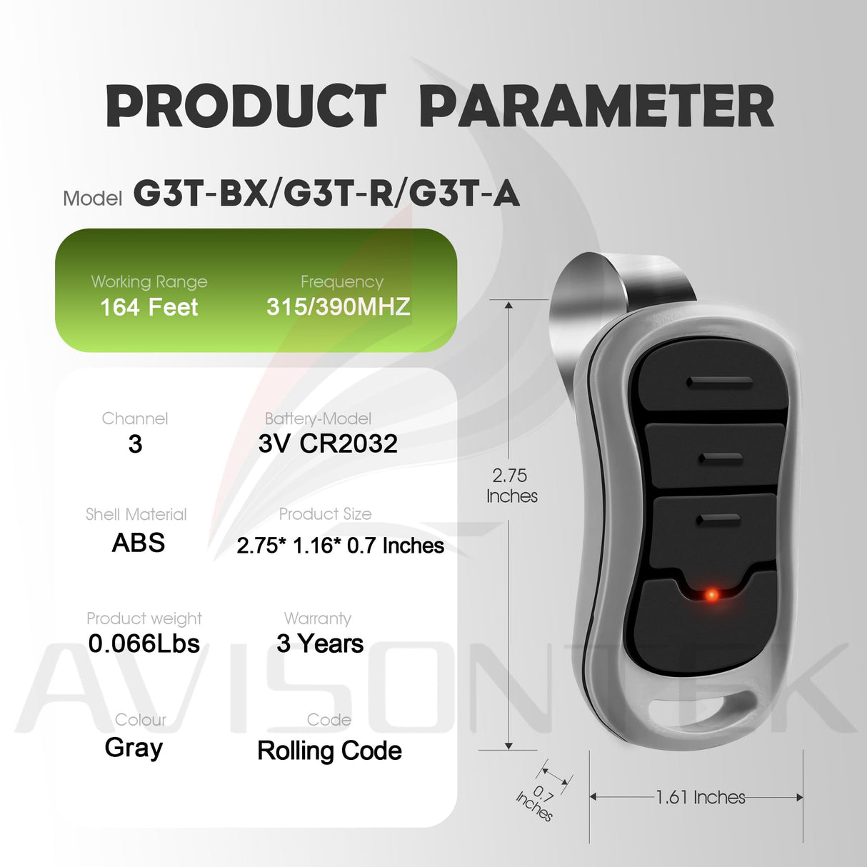 2-Pack Genie Garage Door Opener Remote G3T-A/G3T-R/G3T-BX, Compatible with All Genie Intellicode Garage Door Opener【10 Years Warranty】