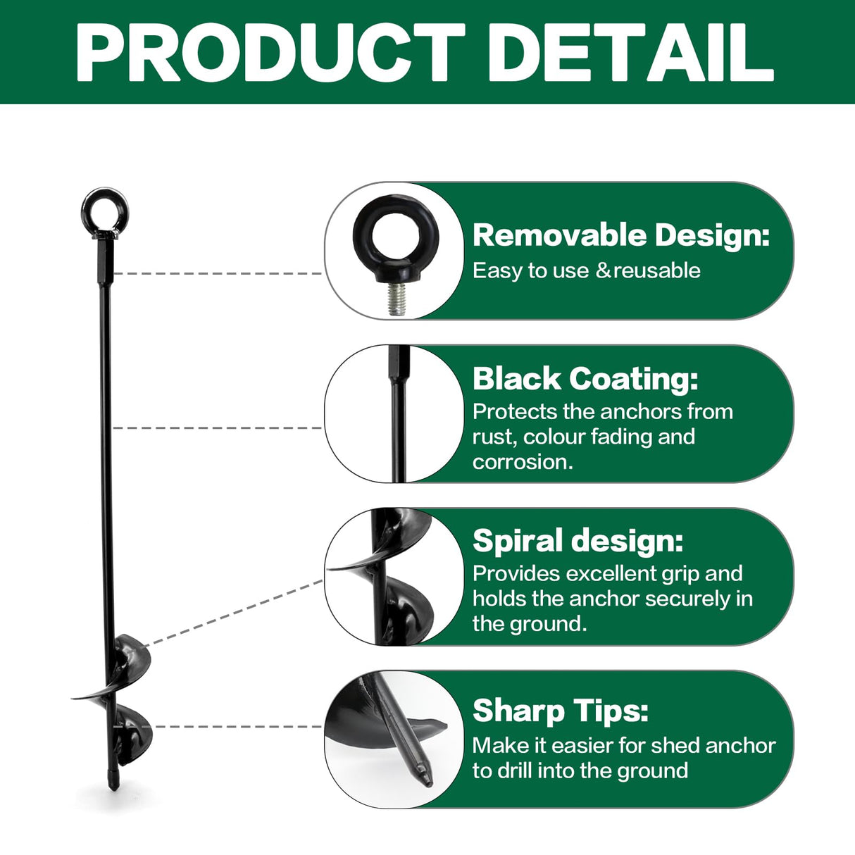 hannger 4 Pack 18" Ground Anchors Shed Anchor Kit with 1/8" Galvanized Cable & Turnbuckles, Heavy Duty Trampoline Anchors for Swingset Canopy Carport Gazebo Greenhouse Tree