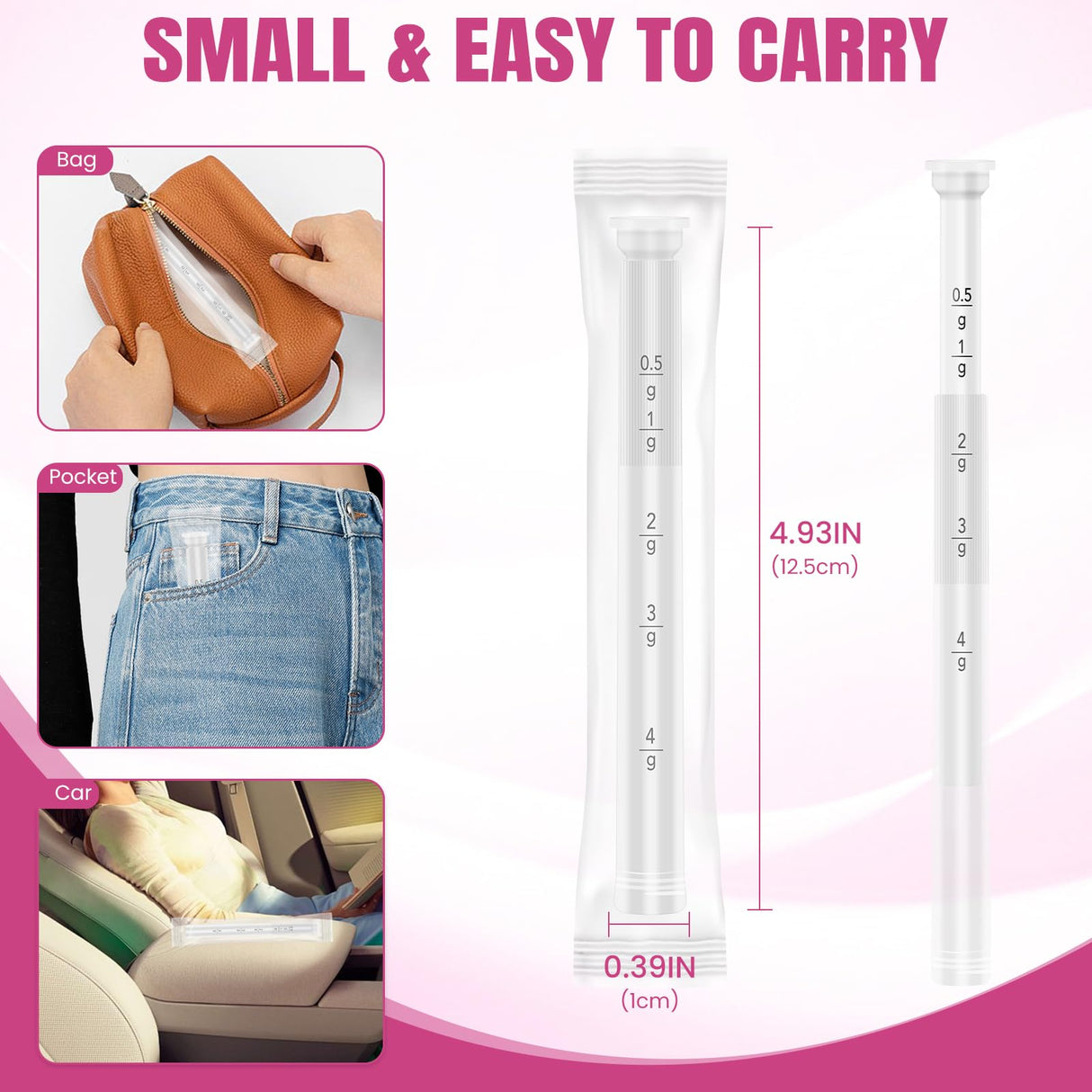 60 PACK Disposable Vaginal Suppository Applicator for Women, Fits Most Lubricants Creams Gels Pills Tablet Suppositories, Threaded End, Soft & Small Tip, with Dosage Markings, Individually Wrapped