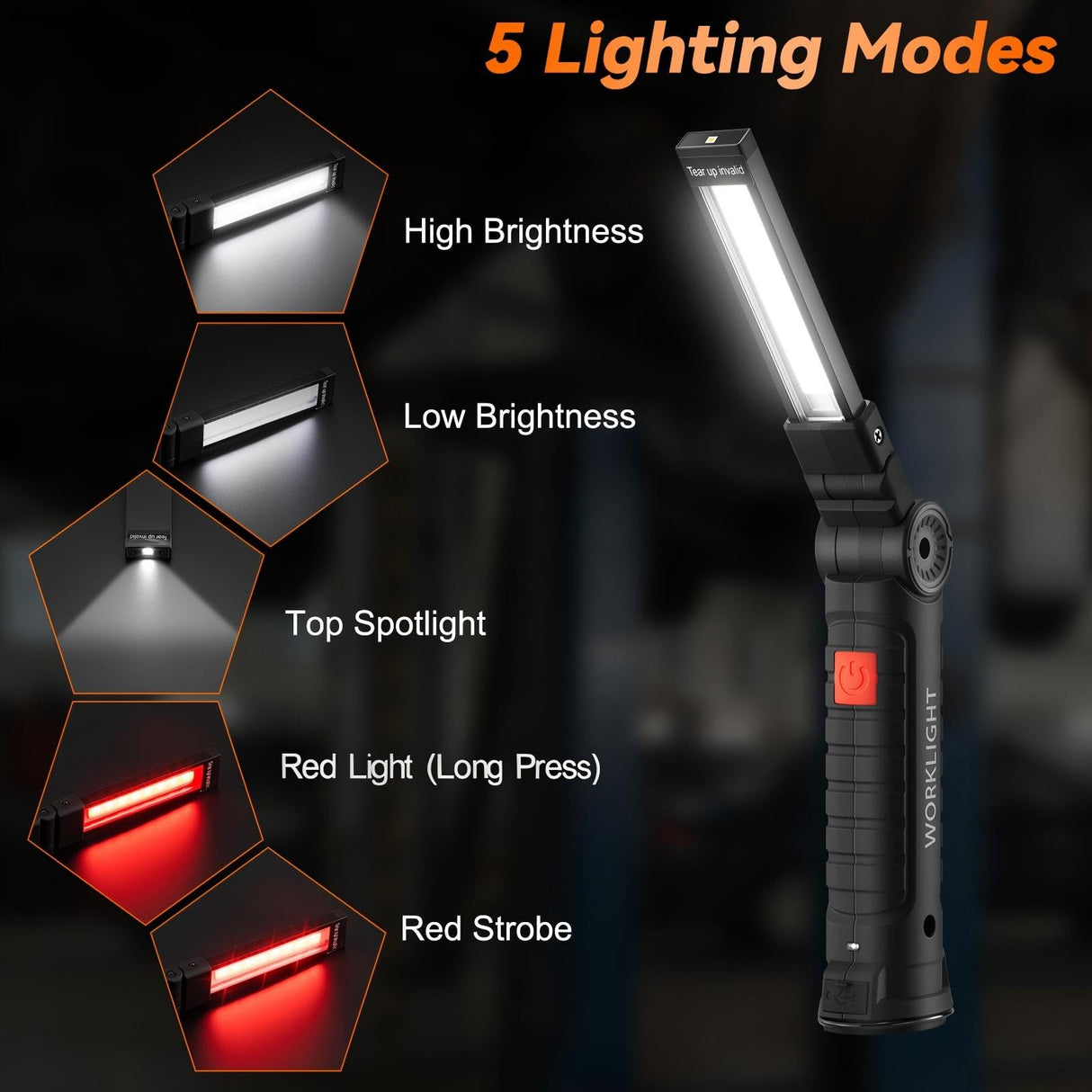 Ruboliy 6Pack Magnetic Rechargeable LED Work Light/Flashlight for Mechanics