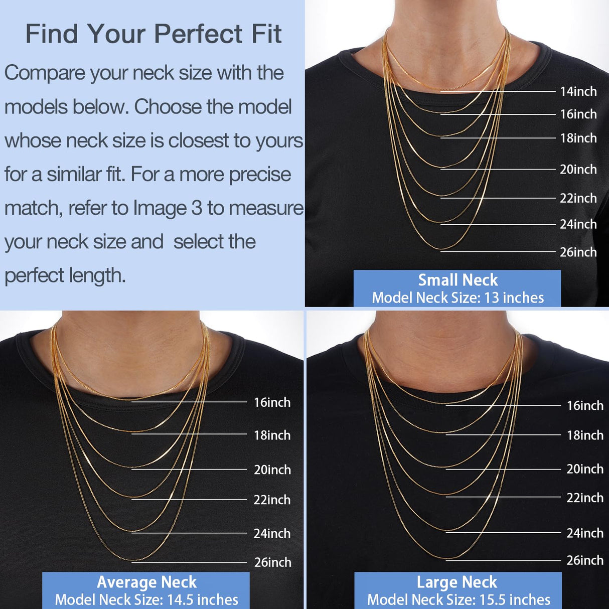 Jewlpire 18K Gold Plated Chain Necklace for Women, 0.8mm Box Chain 18K Gold Plated Chains for Women Thin & Sturdy Women's Chains Necklaces 18 Inch