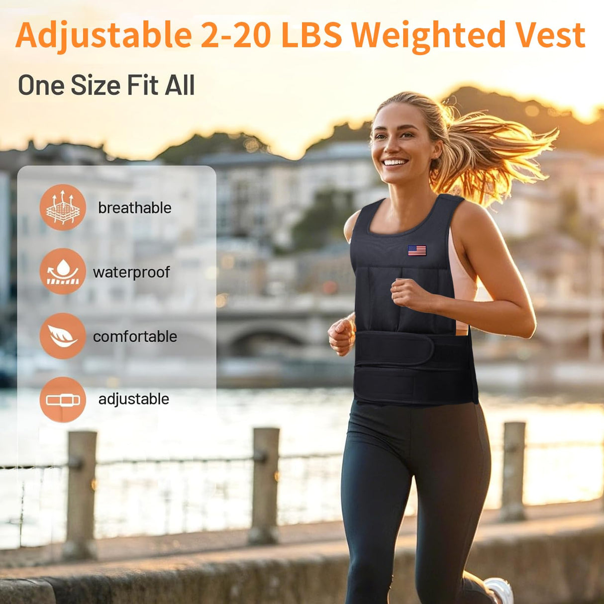 Wolliwa Adjustable Weighted Vest for Men Women,2-20 Lbs Adjustable Weights Weighted Vest with Straps Running Weight Vest Walking Strength Training Fitness,Black,14 PCS Sandbags,Each 1.27 Lbs