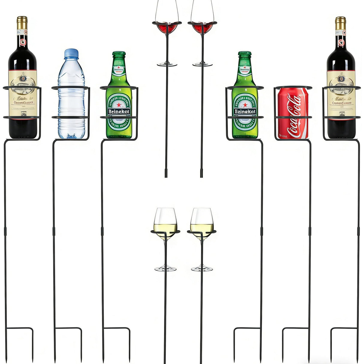 Urban Deco Heavy Duty Outdoor Drink Holder Set of 10, Stakes Beach Cup Holders for Yard Beverage Holder Stakes, 6 Packs Plus Extra 4 Goblet Drink Holders