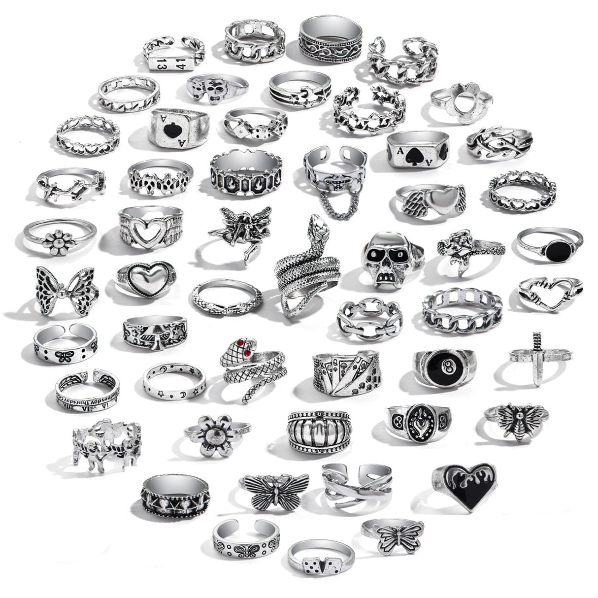 IFKM PCS Vintage Silver Knuckle Rings Set for Women Teen Girl, Stackable Joint Finger Statement Rings Bohemian Retro Hollow Carved Midi Rings, Steel, No Gemstone