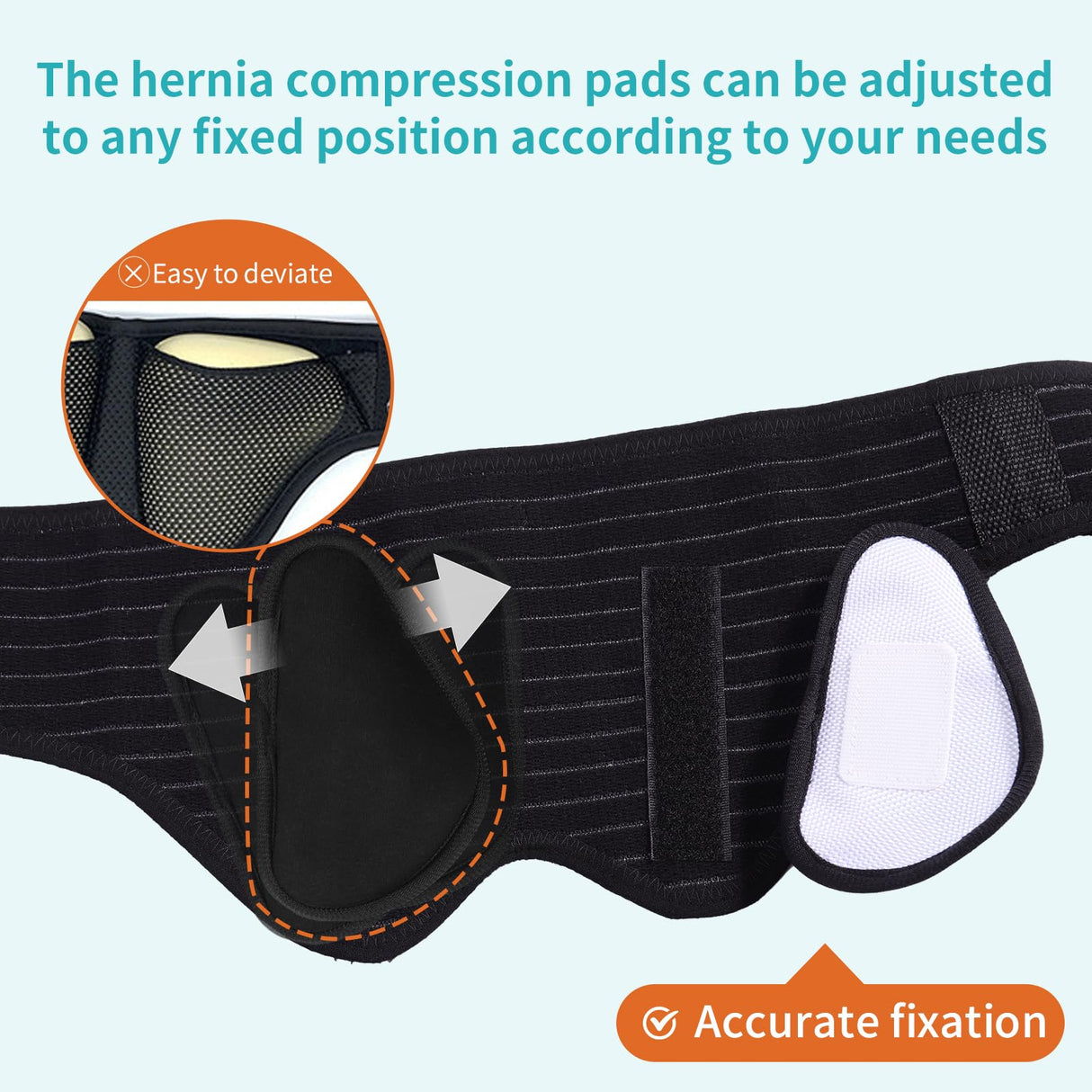 ENLUNTRA Hernia Belts for Men, Adjustable Inguinal Hernia Support Belt for Men & Women with 4 Compression Pads,Hernia Support Truss for Single/Double Inguinal (black-M)