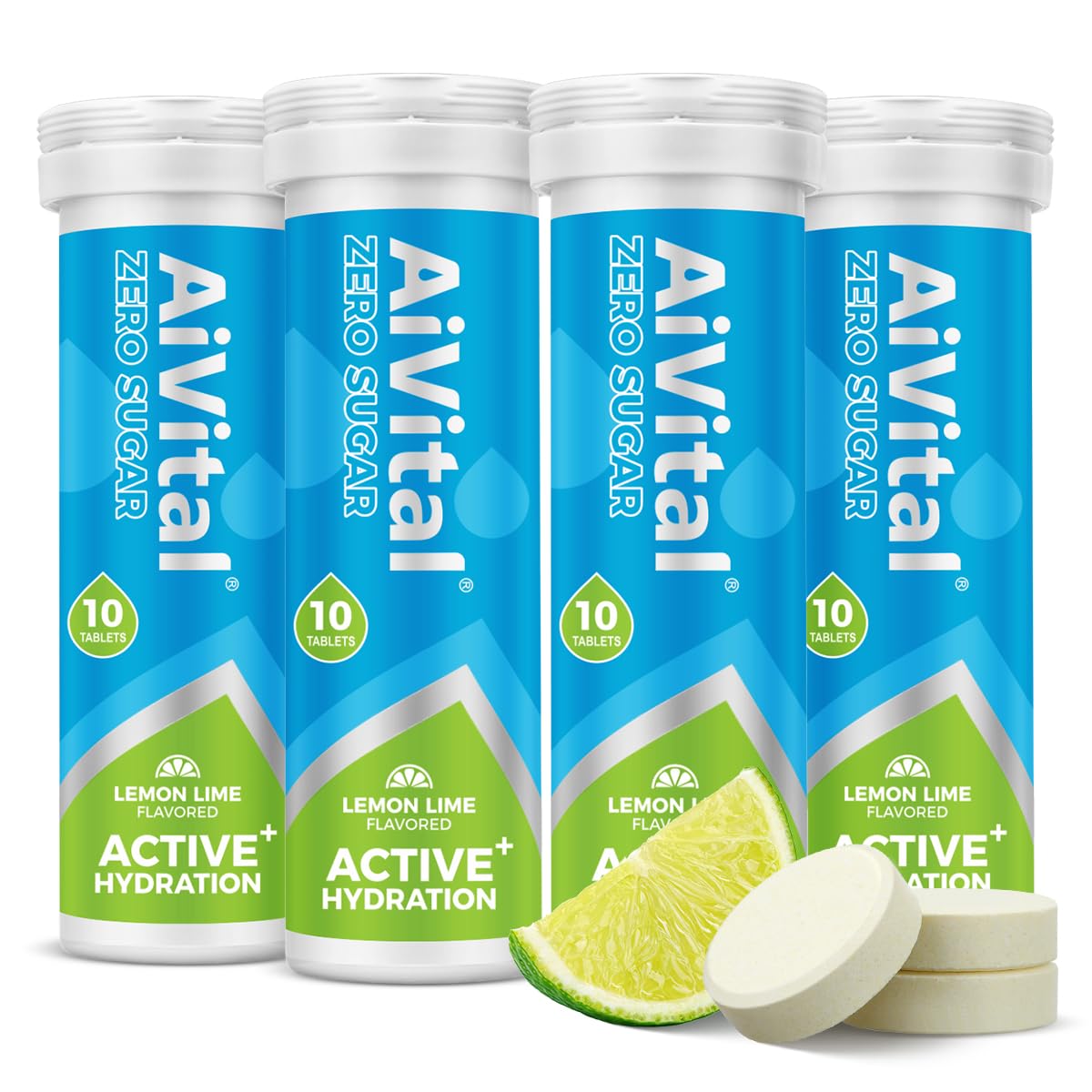 AiVital™ Sugar Free Electrolyte Tablets, Essential Electrolytes with BCAA and Selenium for Active Hydration-No Sugar, Keto Friendly, Vegan and Non-GMO, 40 Servings