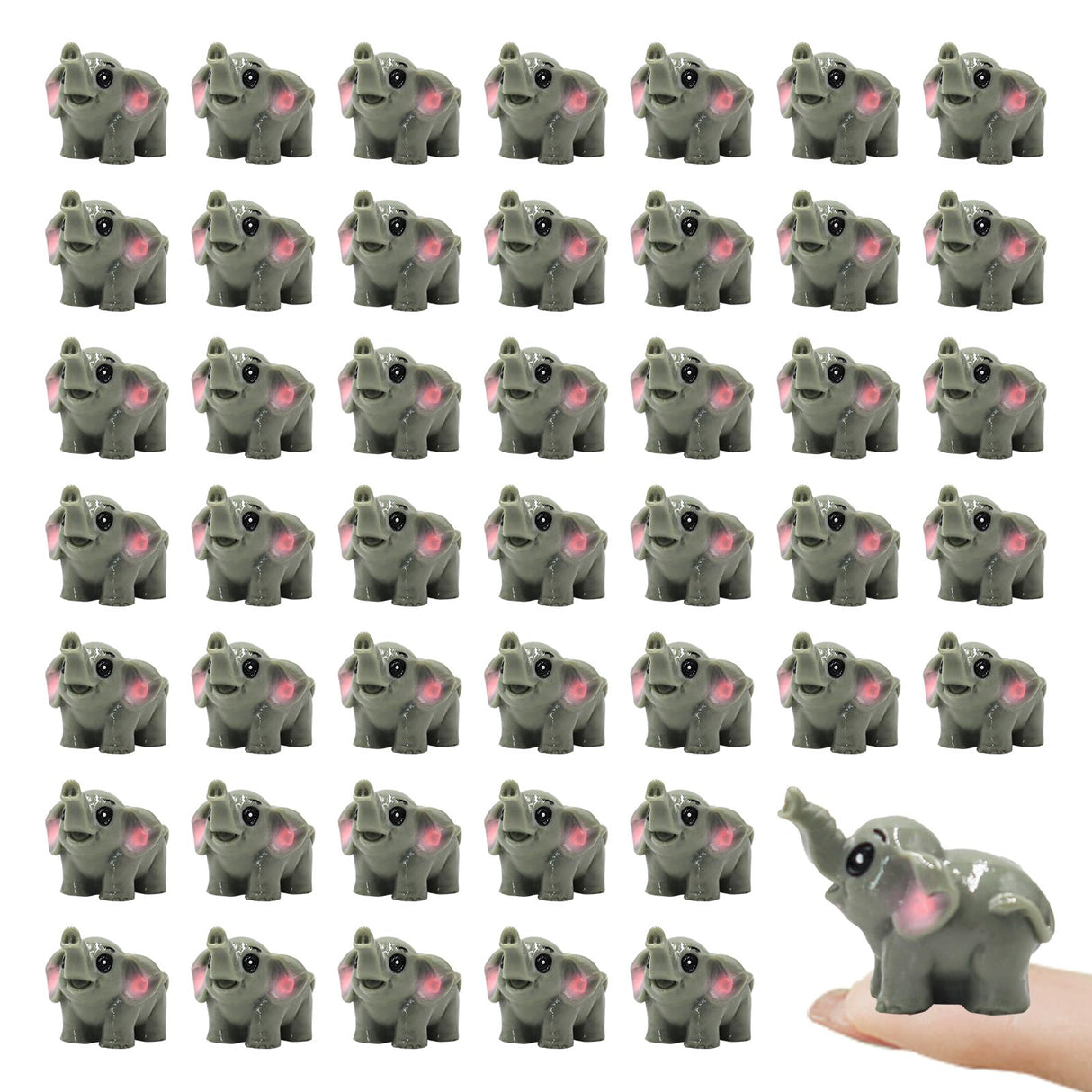 OZLMC 50 Pcs Mini Elephant Figurines for Fairy Gardens,Miniature Landscapes,Small Elephant Figurines ,Micro Landscape be Used for Various DIY Projects and Decorative,2 inches Long, 1.2 inches high