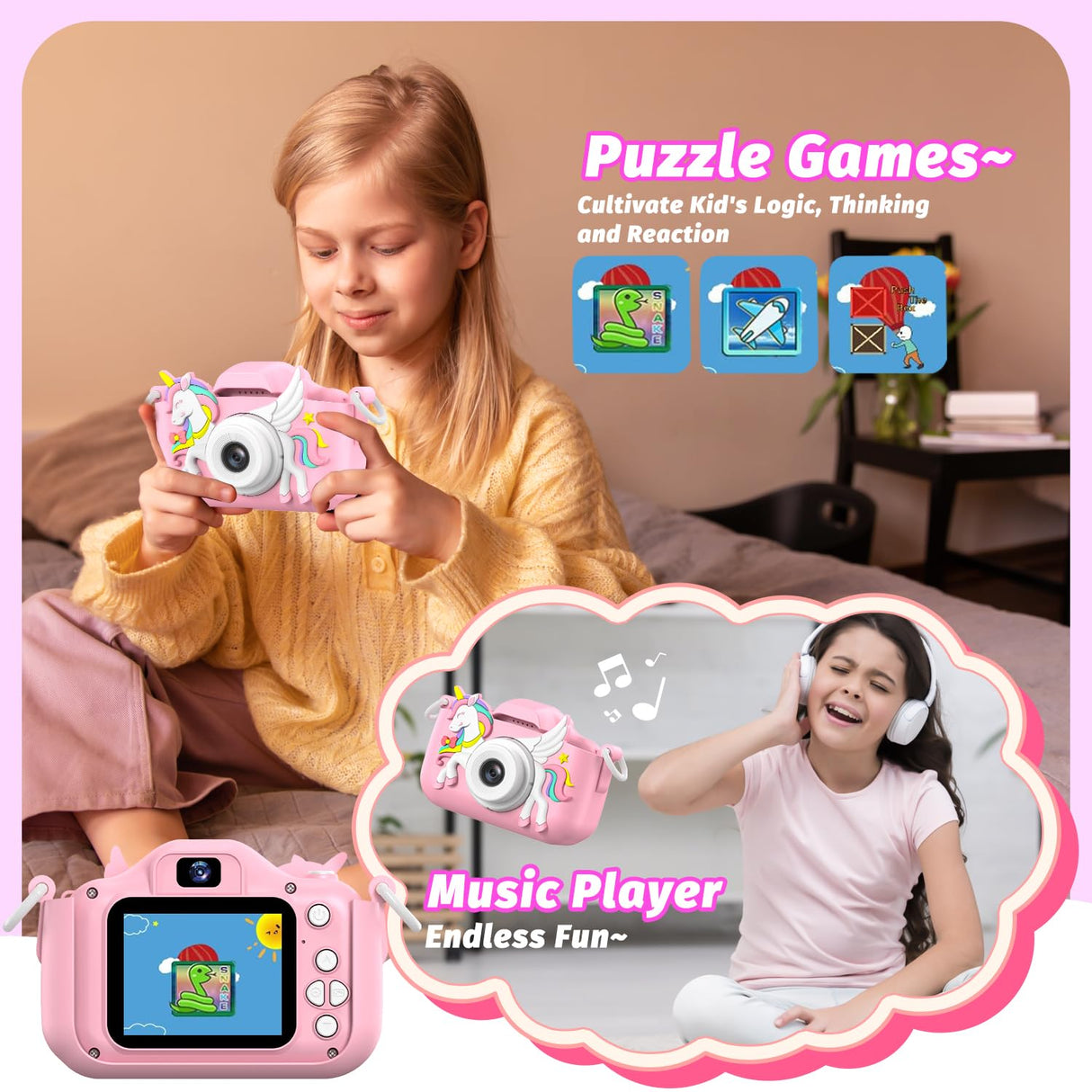 Masterbee Children's Camera Toys for Girls & Boys, 3-12 Years - 1080P HD Video Kids Digital Camera - Perfect for Christmas & Birthday Gifts